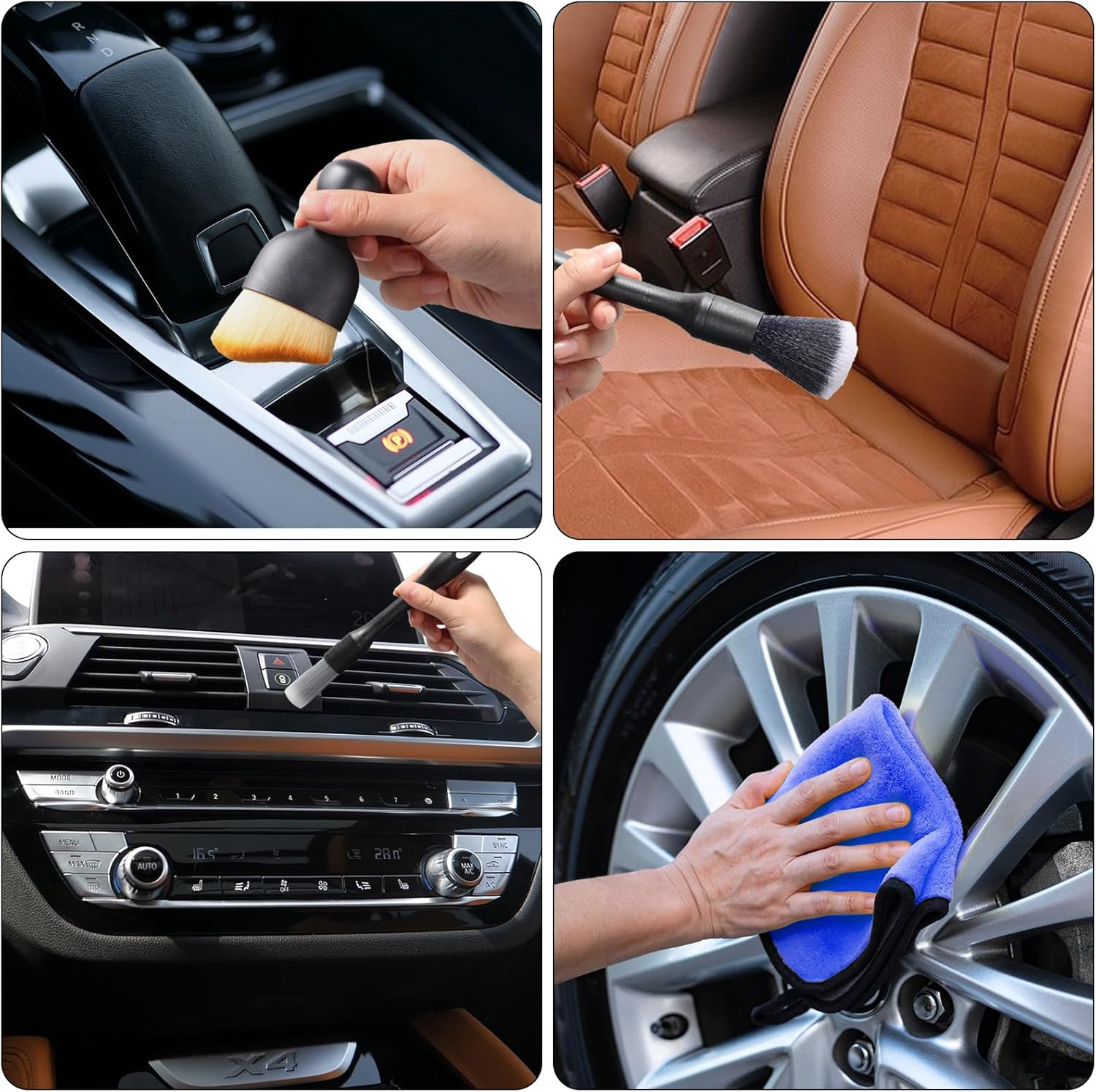 Car Detailing Brush, 7 PCS Car Interior Brush Set, Automotive Interior Dusting B