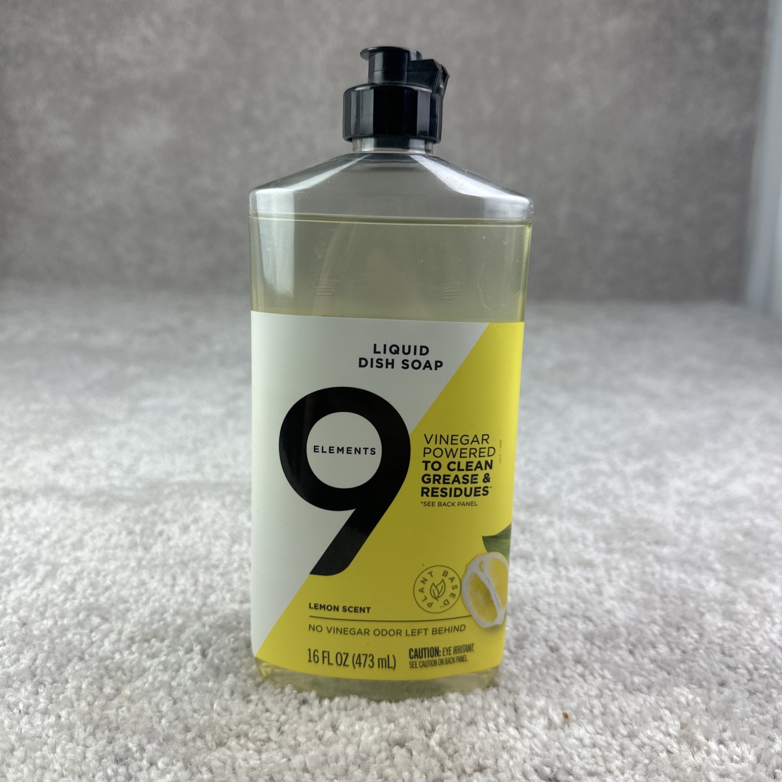 9 Elements Vinegar Powered Dish Soap 16 oz – Lemon Scent