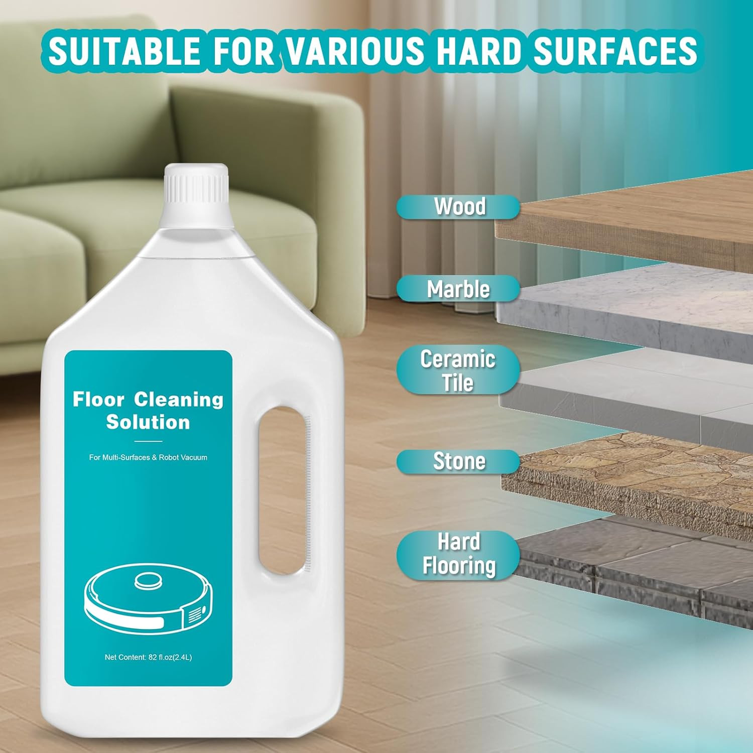 82 FL OZ/2.4 L Original Scented Floor Cleaning Solution Compatible with Dreame