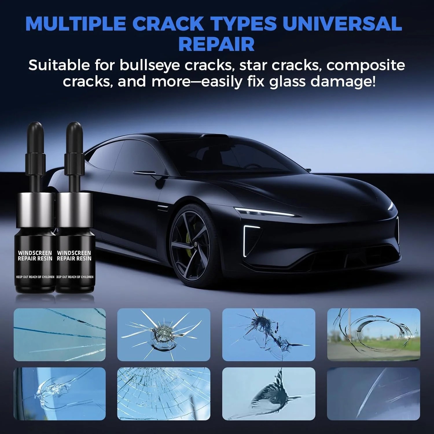 Windshield Crack Repair Kit Quick Quick for Chips and Cracks Glass Chip 2 Bottle