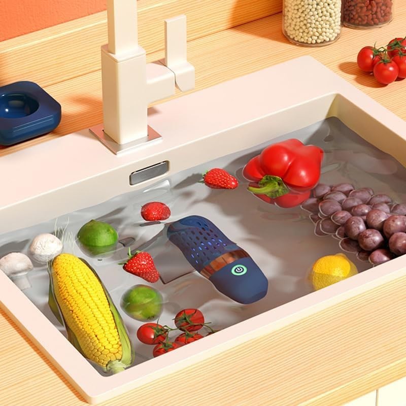 Portable Fruit Vegetable Washer USB Rechargeable Food Purifier Cleaner Navy