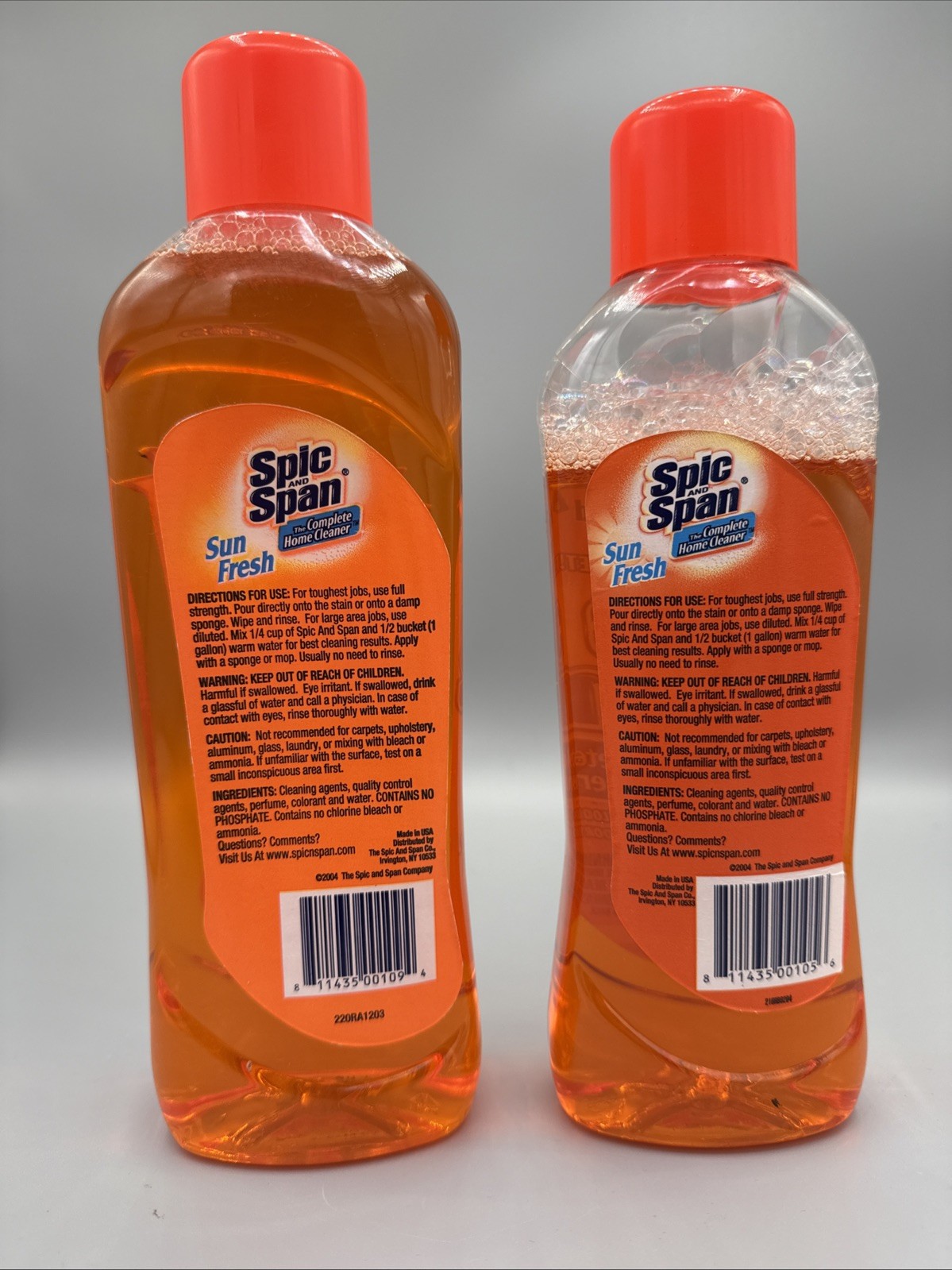 2 x 2004 Spic And Span Multi Surface Sun Fresh The Complete Home Cleaner 15.8 oz