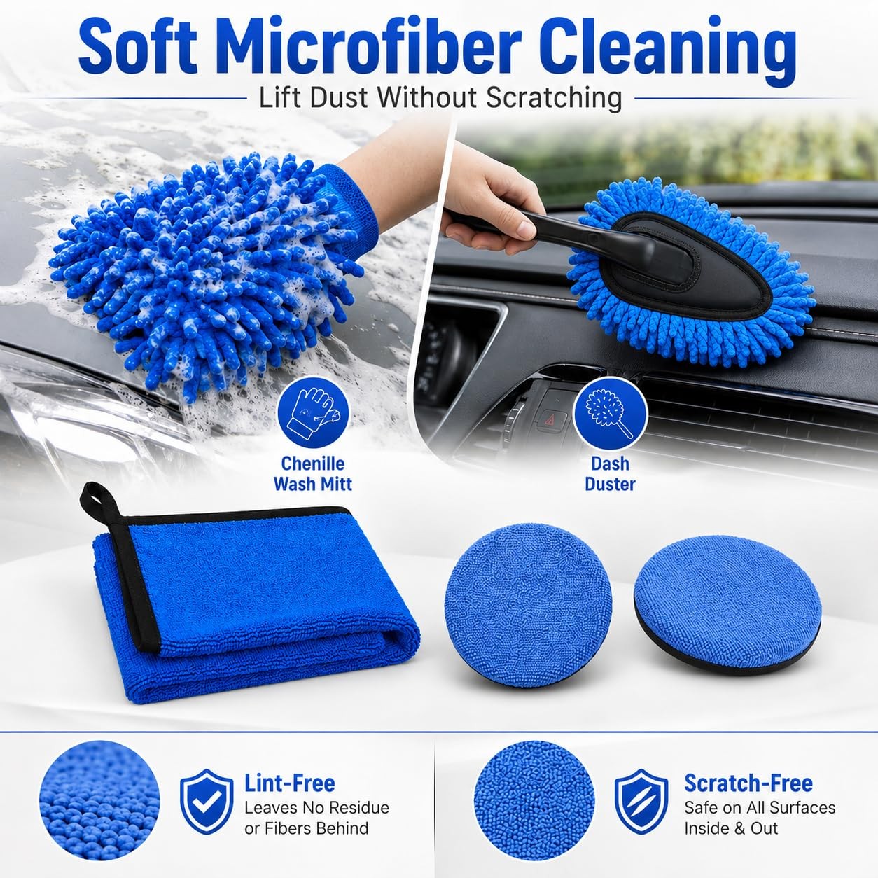 QSLKING 30 PCS Car Detailing Kit – Car Cleaning Wash Brush Set, Auto Interior…