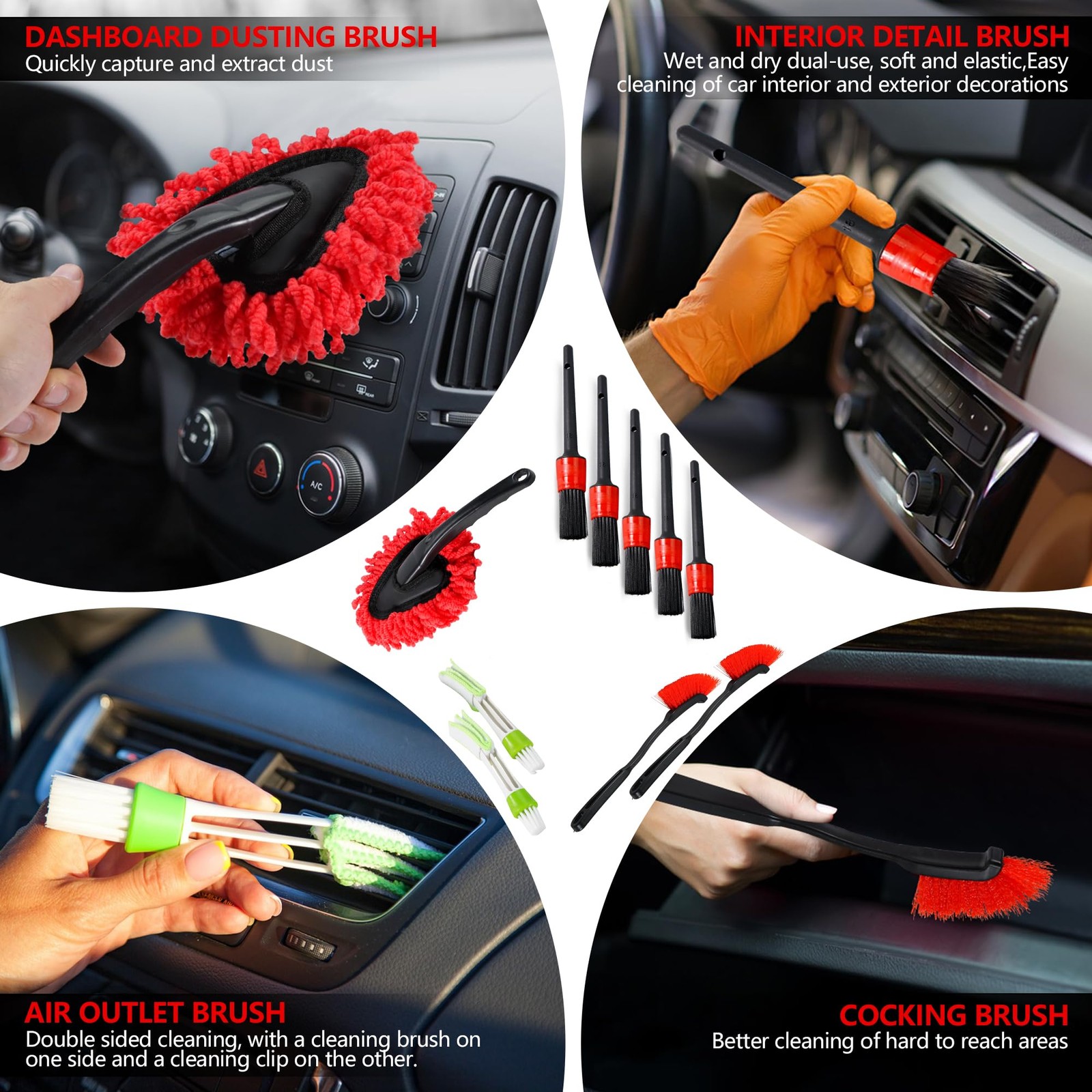 35Pcs Car Detailing Kit & Car Cleaning Kit – Windshield Tool, Long Wheel Brus…