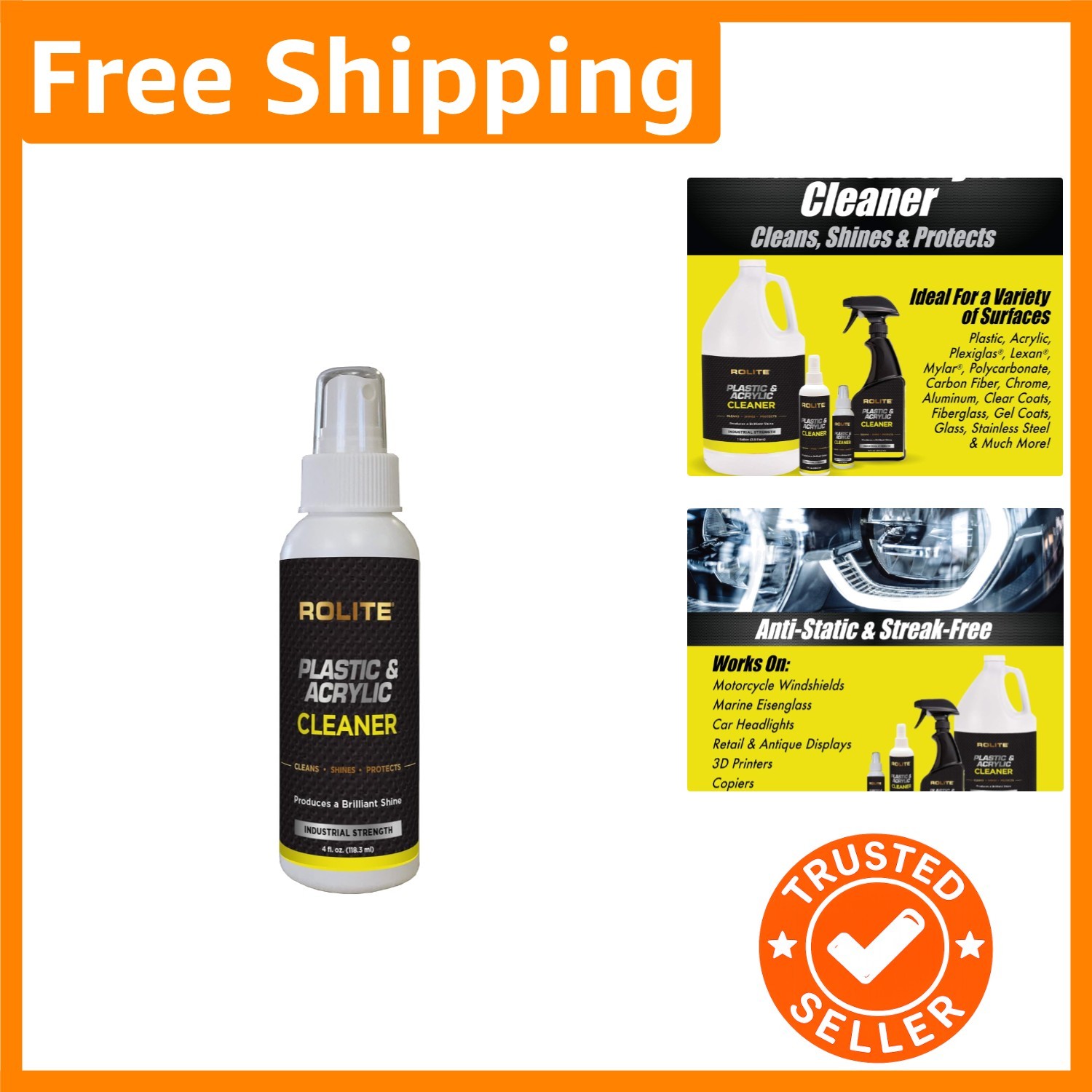 Professional 4 oz. Plastic & Acrylic Spray Cleaner – Instant Shine & Protection