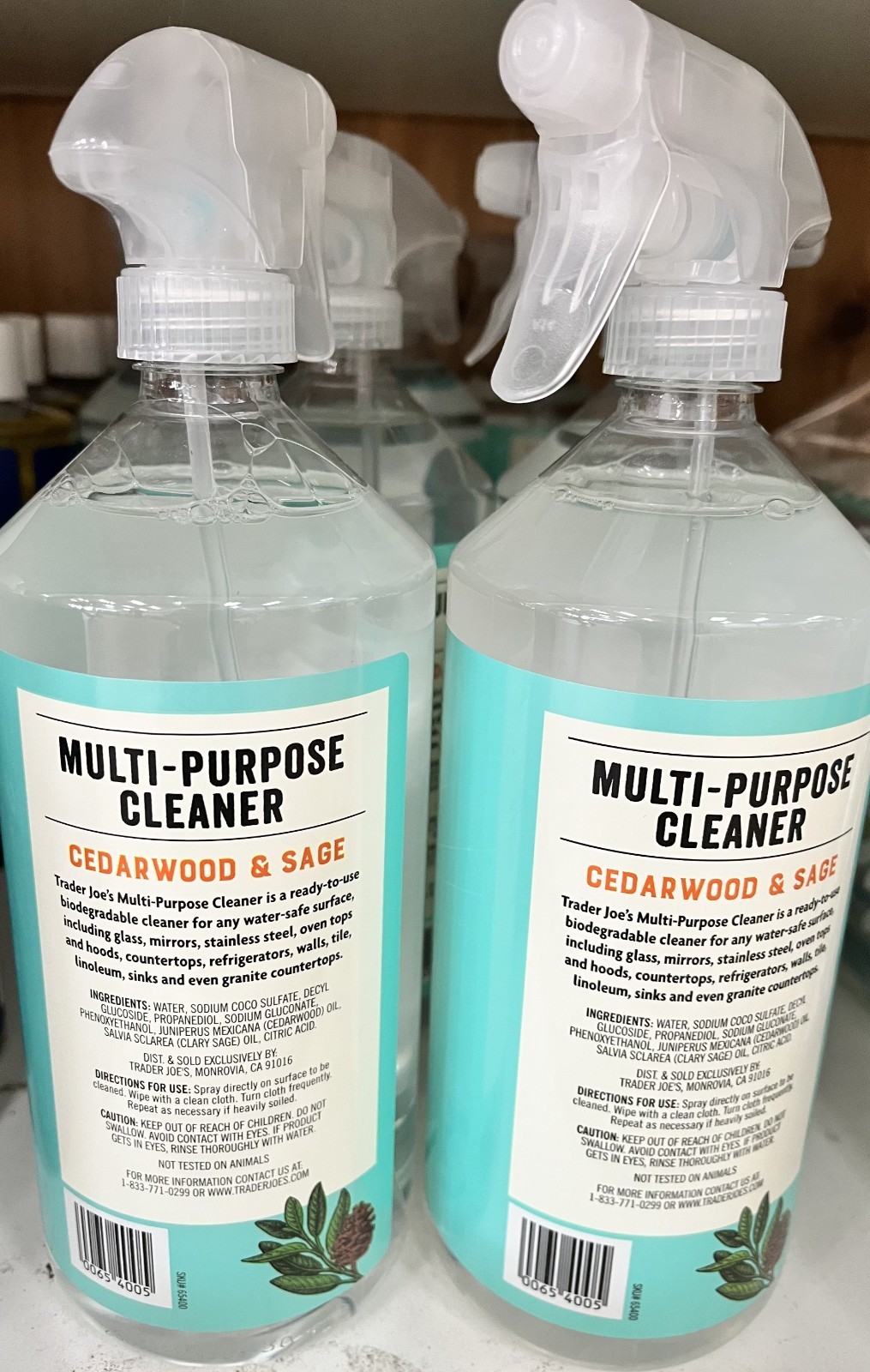 2 PACKS- Trader Joe’s Multi-Purpose Cleaner Cedarwood & Sage 34fl oz 1L