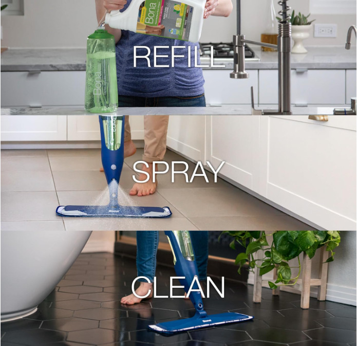 Bona Multi-Surface Floor Cleaner Refill, 128 fl oz, Lemon Mint, For Tile & Vinyl