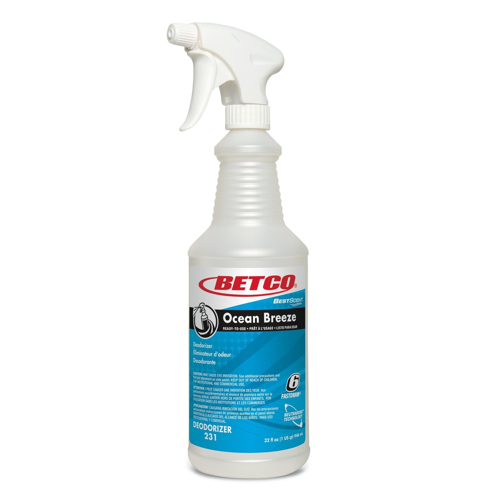 BETCO BEST SCENT OCEAN BREEZE SPRAY BOTTLES, 32 OZ, CASE OF 12 2313200 – WHITE