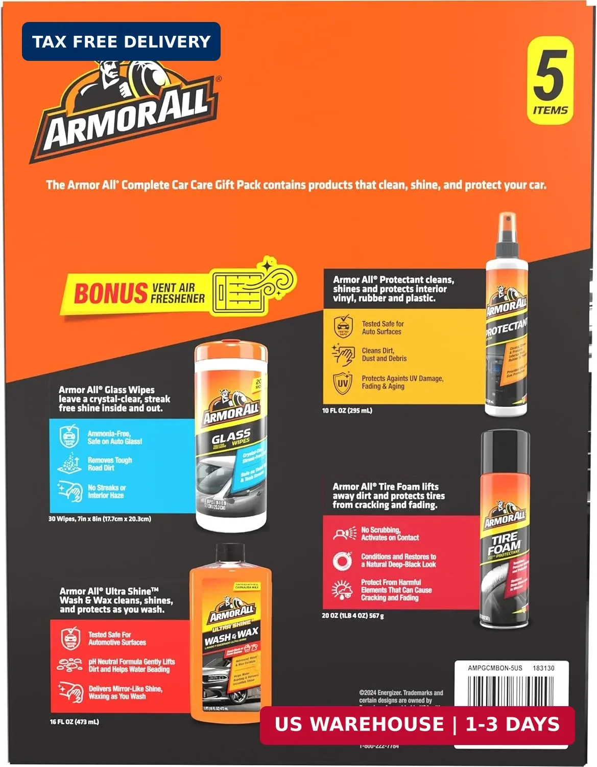 Armor All Car Wash and Car Cleaner Kit by Armor All, Includes Glass Wipes, Car W