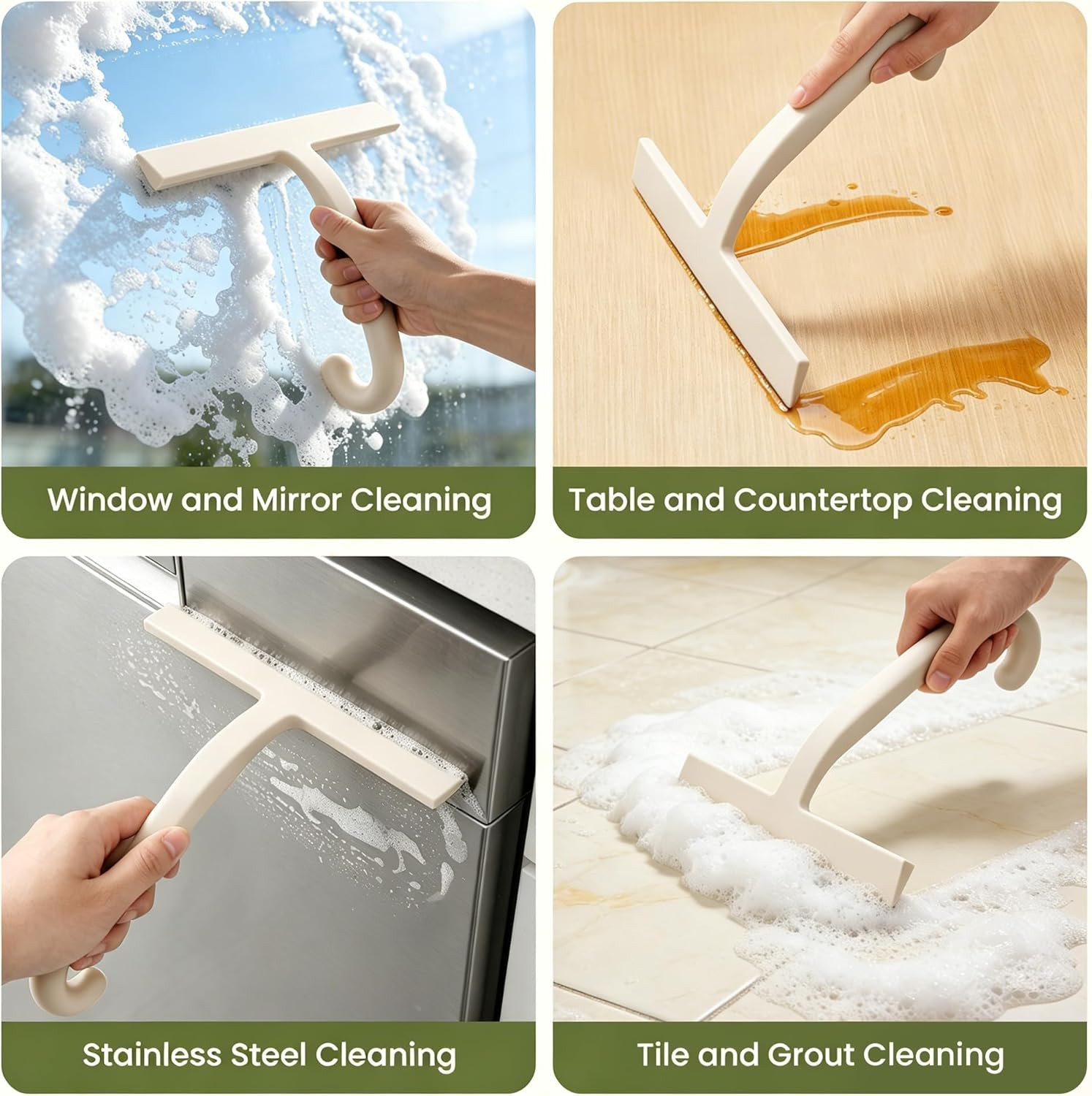 Shower Squeegee for Glass Doors – 10 Inch Bathroom Squeegee with Ergonomic round