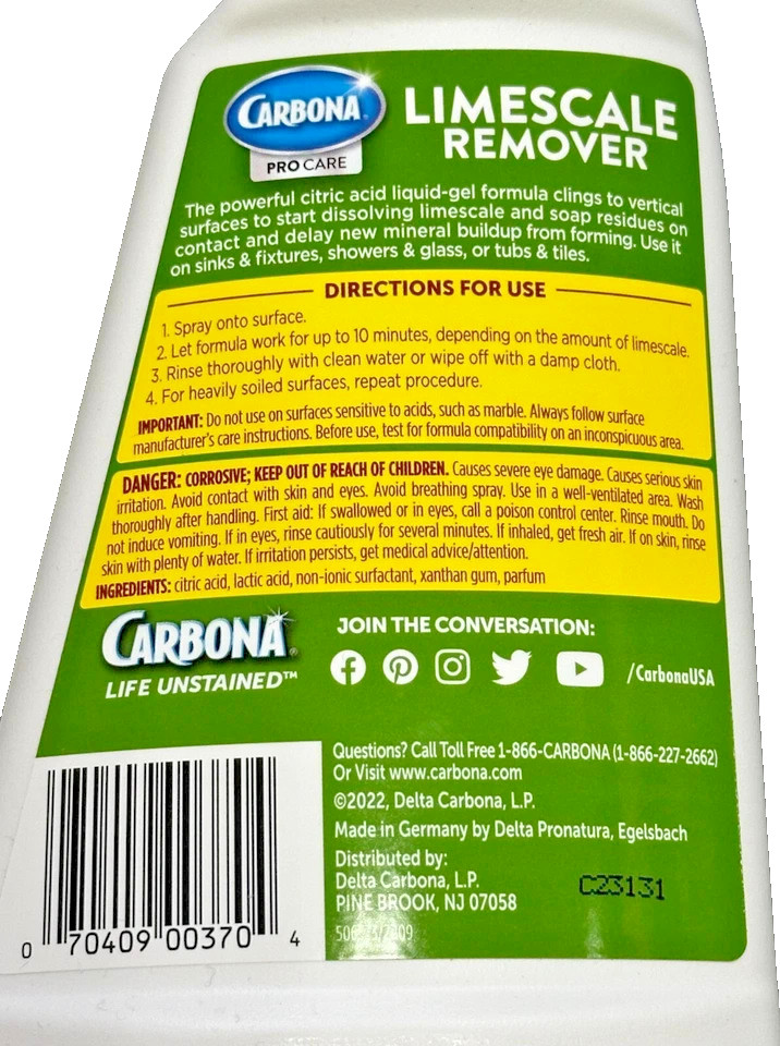 (3-Pk) CARBONA Sink Shower Glass Tubs Tiles Bath LIMESCALE REMOVER Lemon Fresh