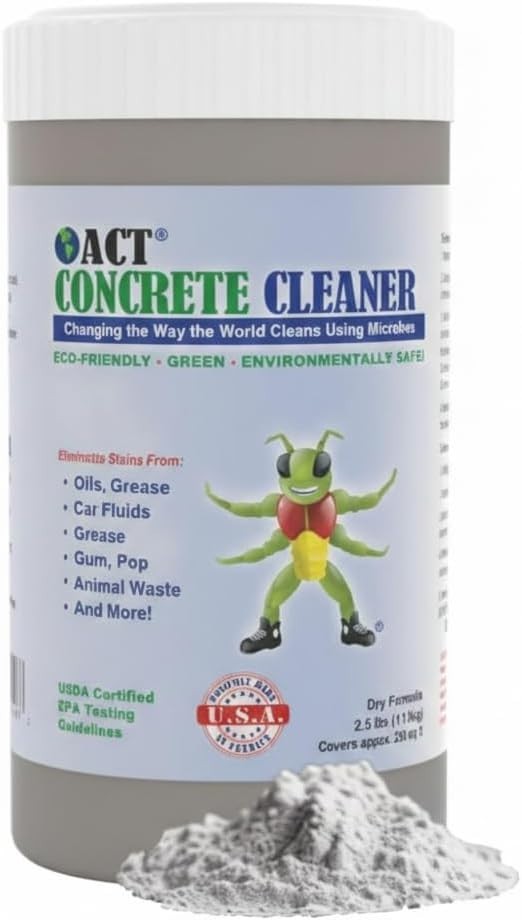 Act Concrete Cleaner Eco Friendly Dry Powder Oil Stain Remover 2 5 Lb