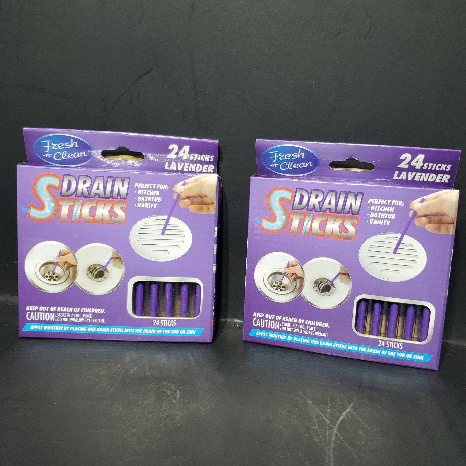 Fresh n Clean Drain Sticks Lavender Scent Cleaner & Odor Remover 2×24 Pack = 48