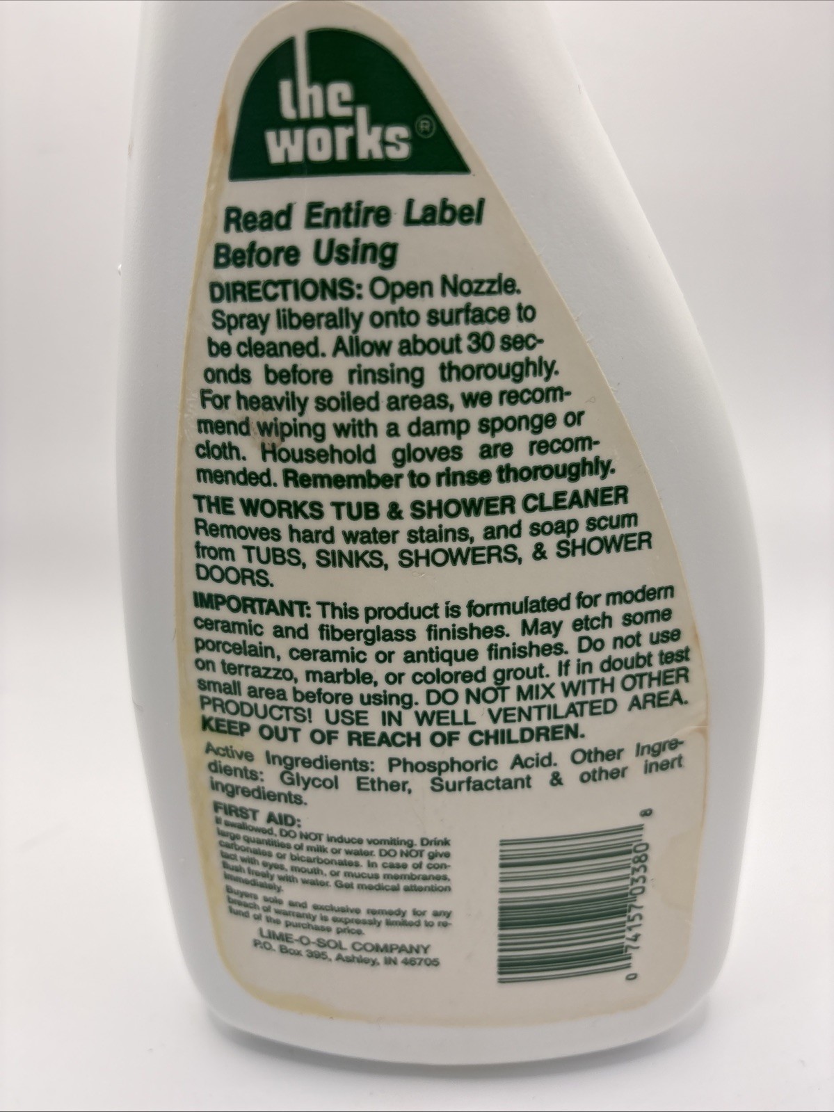 Vintage The Works Tub & Shower Cleaner 24 oz. Movie Prop 80% Full Spray