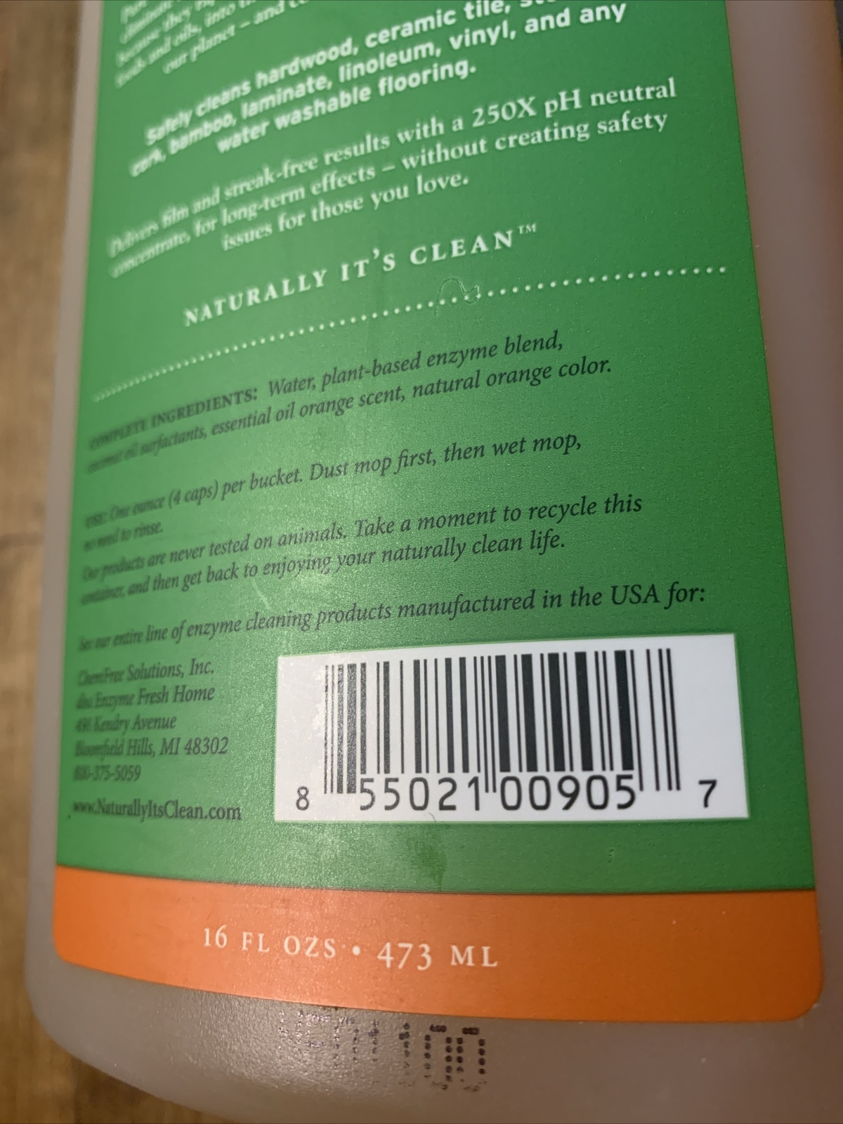 Naturally It’s Clean Enzymes Floor Cleaner 16 FL OZ Discontinued New Sealed