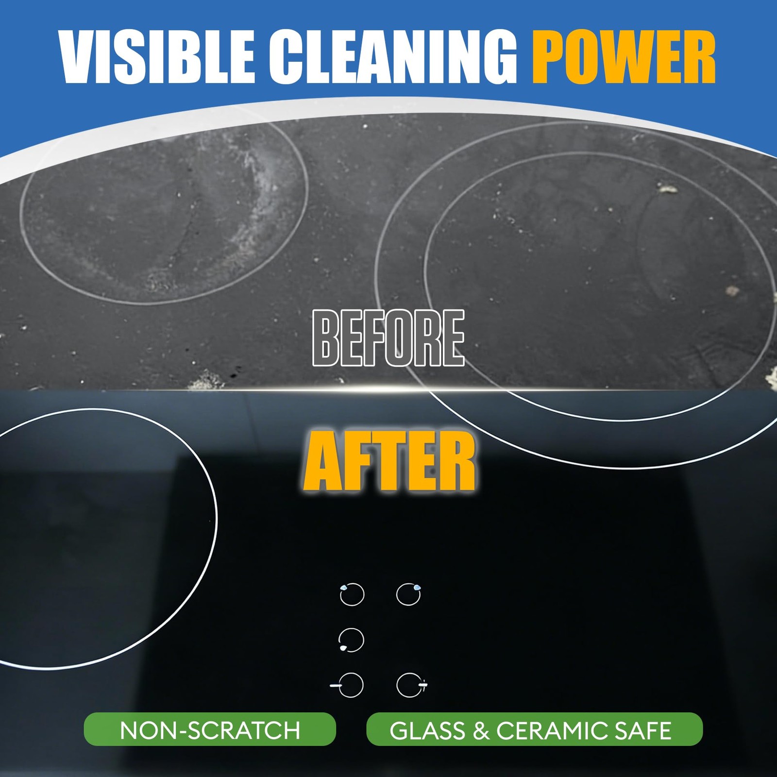 Glass Cooktop Cleaner & Polish Kit – Heavy Duty Stove Top Cleaner with Scrape…