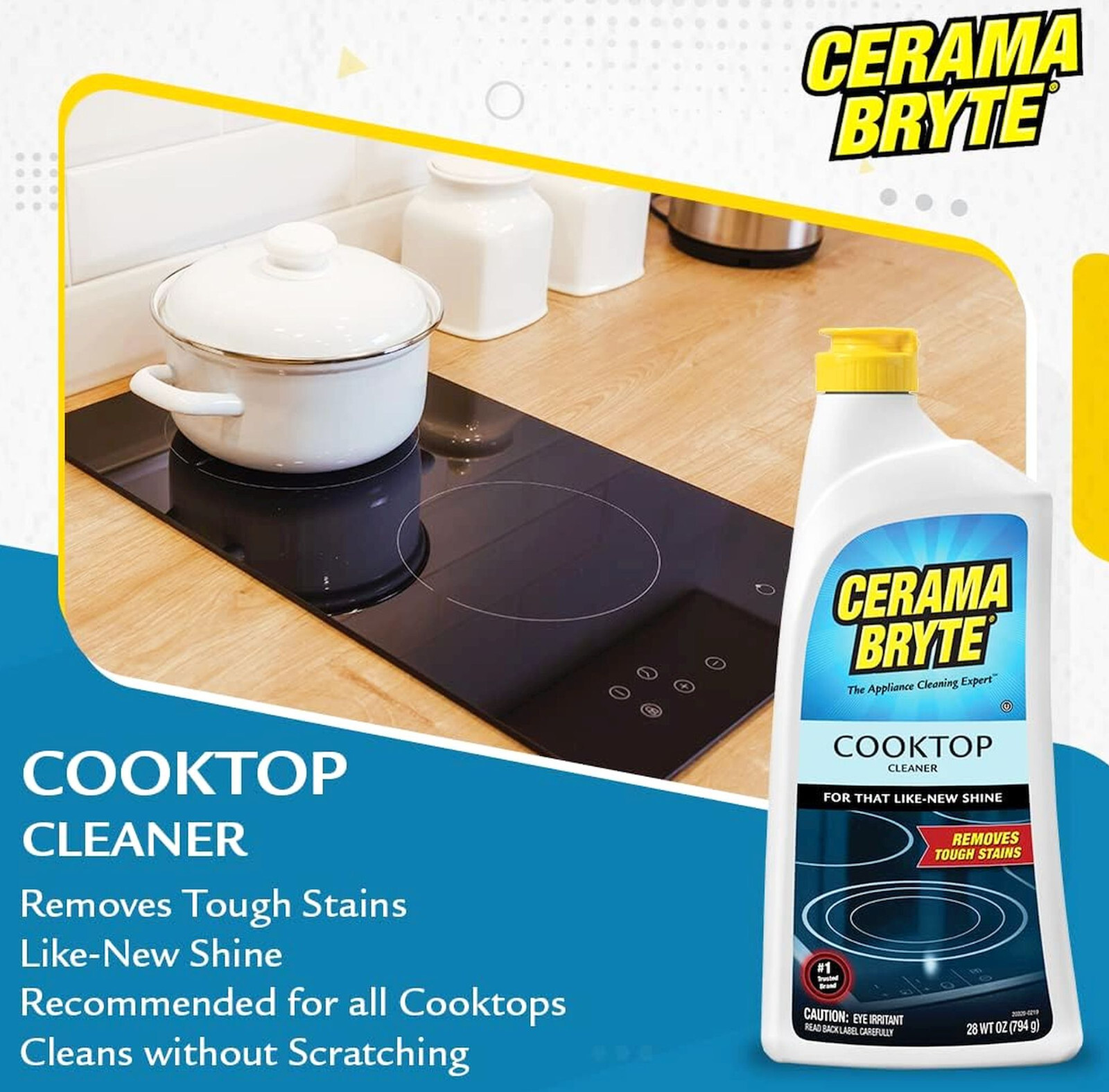 1 CERAMA BRYTE 28 oz Cooktop Cleaner Clean Ceramic Glass Cook Top bright 20928-2
