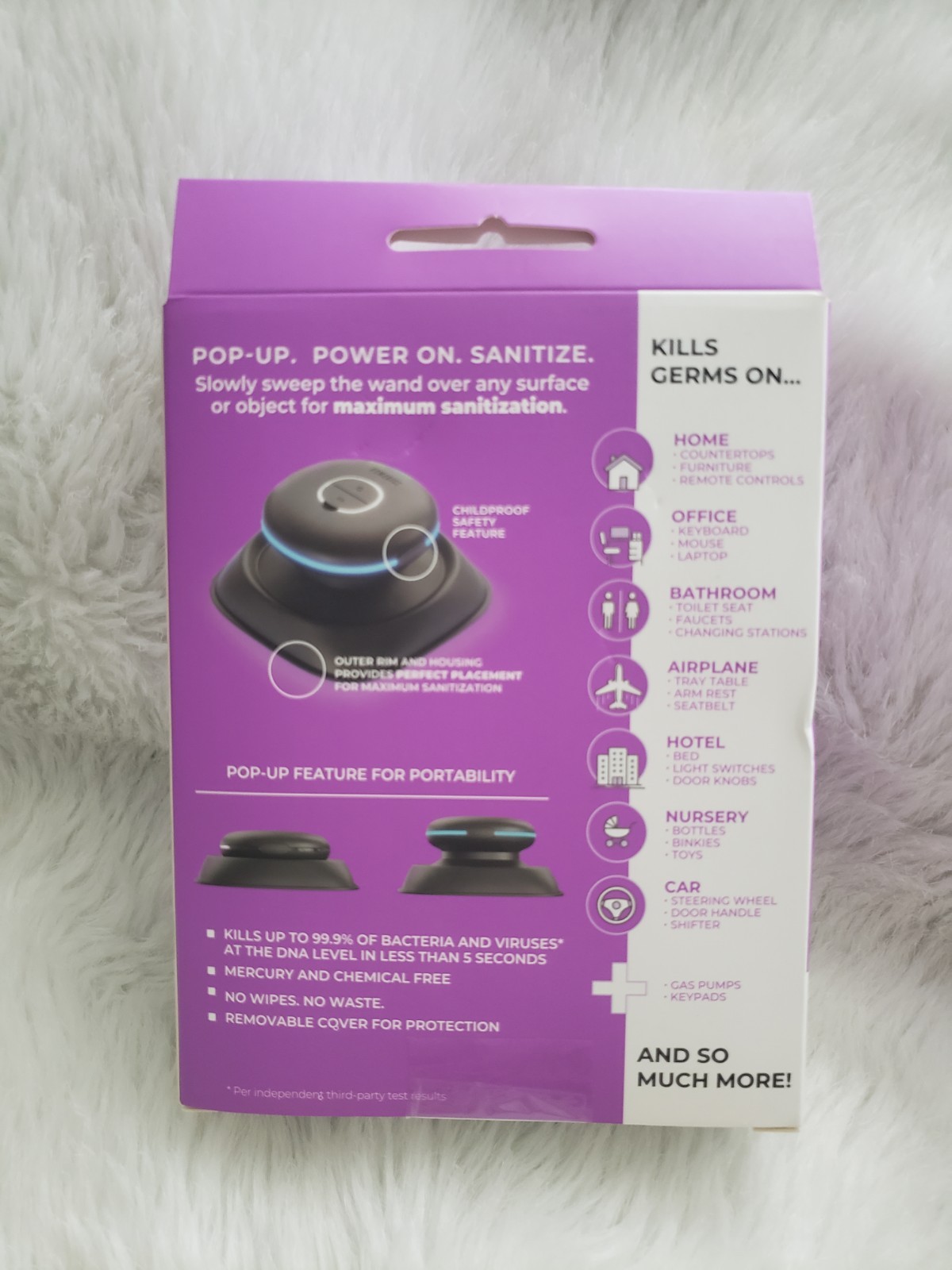 Homedics Portable Compact Sanitizer Wand for Everyday Use Cleaner LED NEW U.V.C.