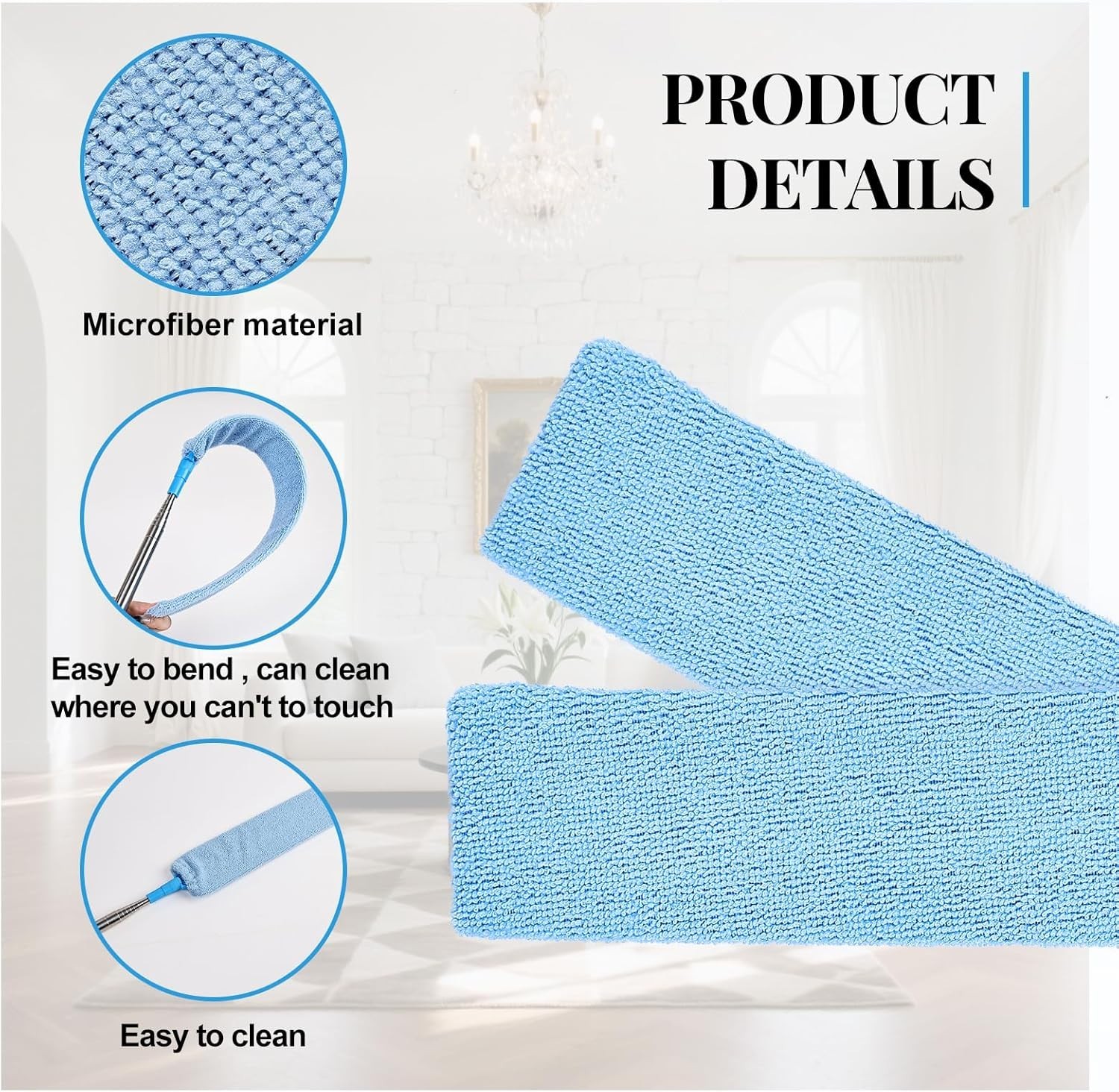 Retractable Gap Duster with 2 Washable Microfiber Cloths – Eco-Friendly Clean…