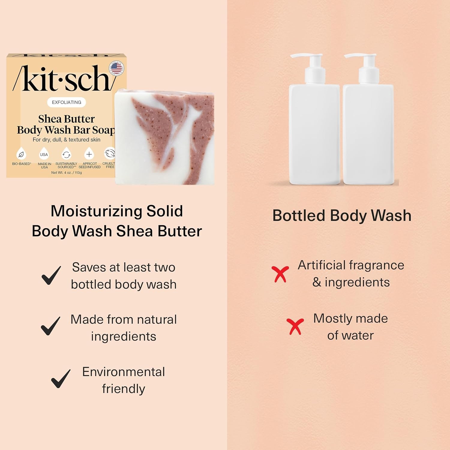 Shea Butter Exfoliating Body Wash Bar Soap – Super Hydrating with