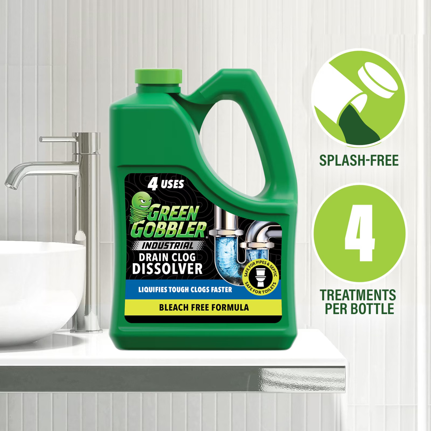 Green Gobbler Industrial Strength Drain Cleaner Gel 64oz, 2 Pack