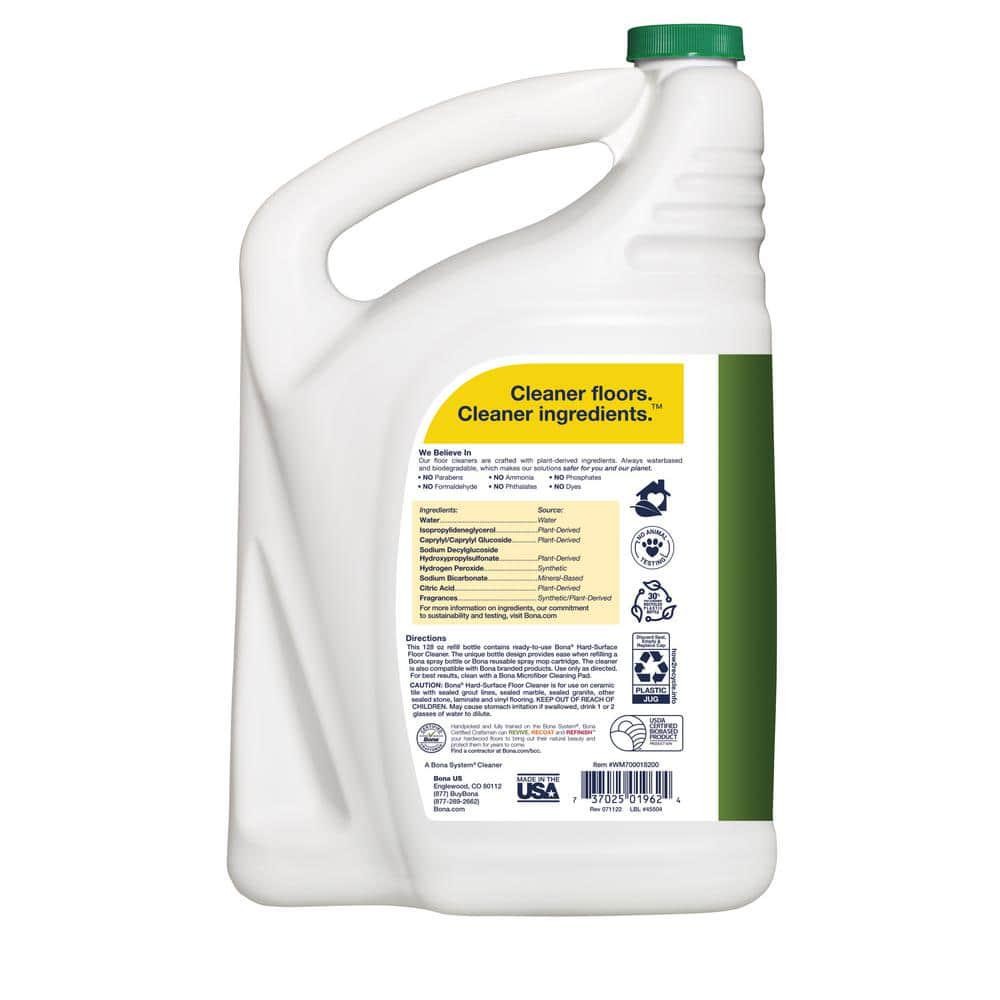 Bona Floor Cleaner Refill 128oz Lemon Mint for Tile Laminate Vinyl Stone Safe