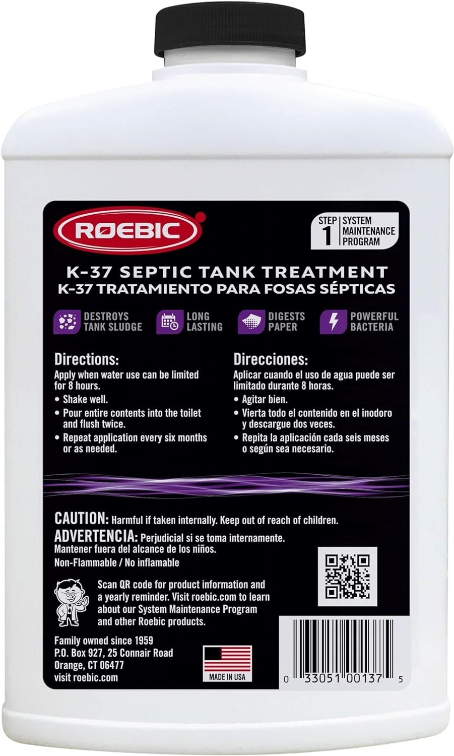 Roebic K-37-Q Septic Tank Treatment: Removes Clogs, Environmentally Friendly Bac