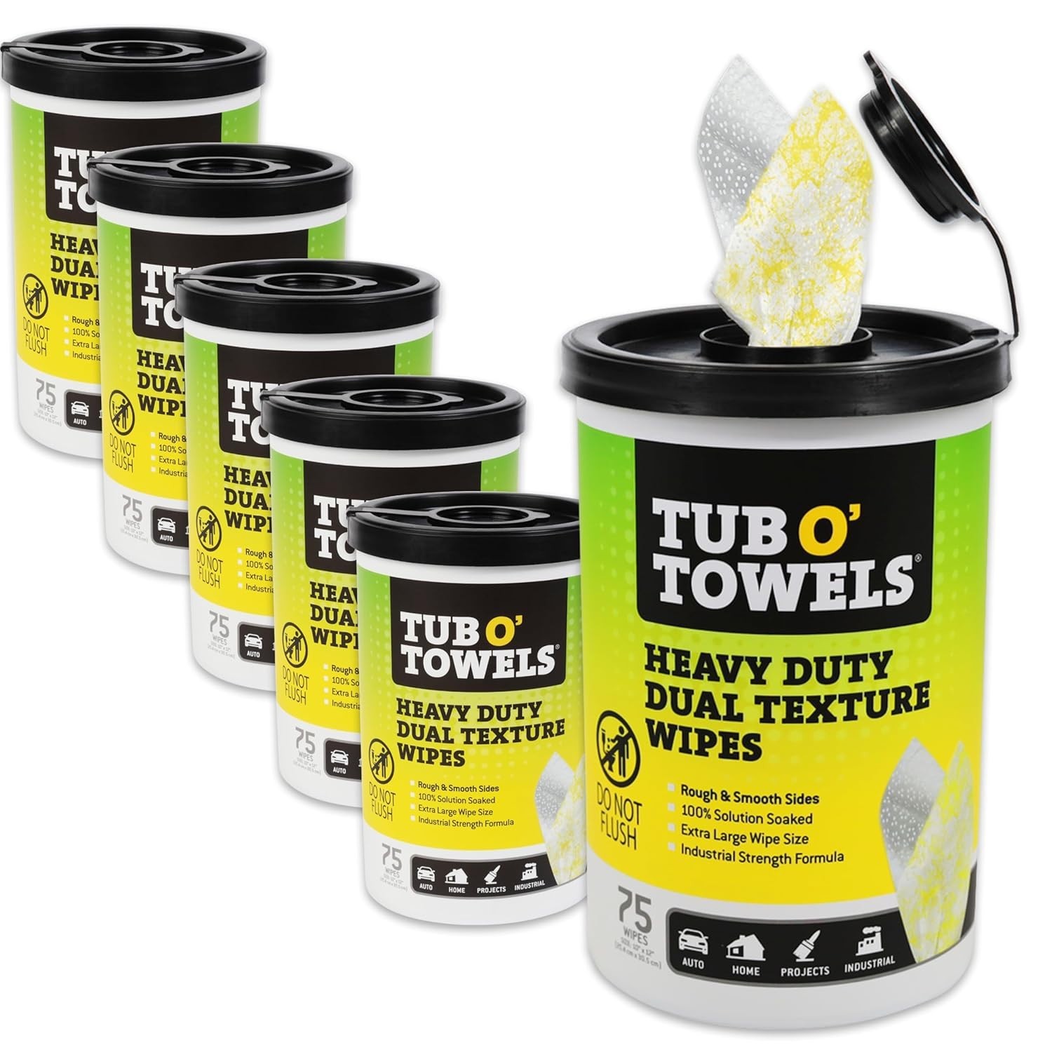 Tub O’ Towels TW75 Heavy-Duty 10″ x 12″ Size Multi-Surface Cleaning Wipes, Du…