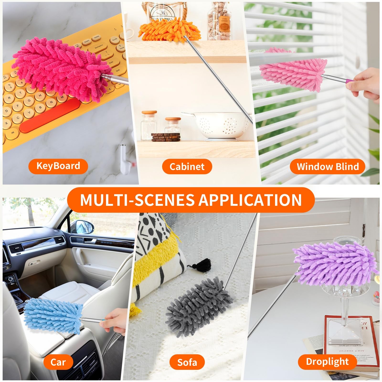 Mini Duster for Cleaning, 360° Bendable Hand Dusters with Extension Pole, Was…