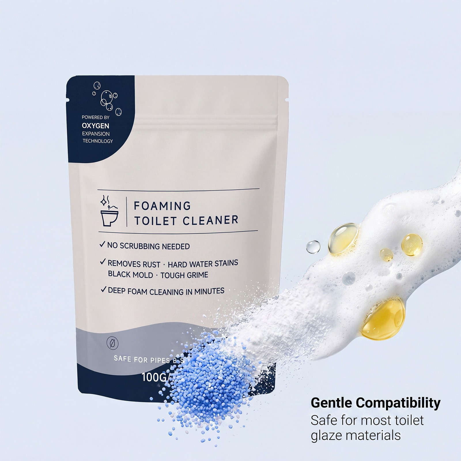 Foaming Toilet Bowl Cleaner – Oxygen Foam Formula for Cleaning Stain Removal