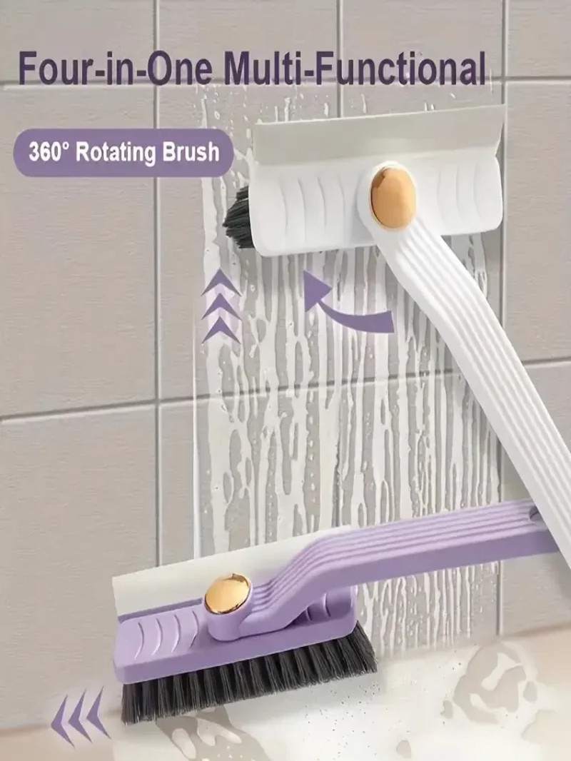 4 in 1 360° Rotating Hard Bristle Scrubber Multi-Purpose Tile Cleaning Brush wit