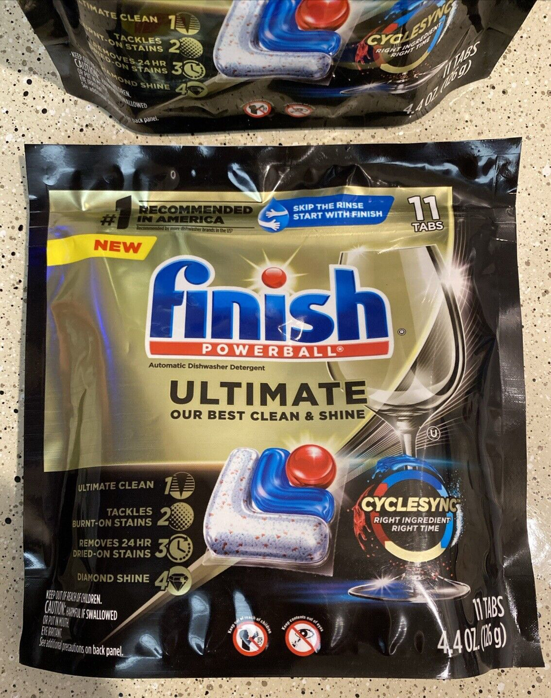 (LOT OF 2) Finish Powerball ULTIMATE Dishwasher Detergent Tabs 11 Count