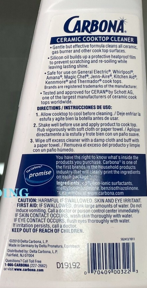 (3-Pack) CARBONA Glass Ceramic Cook Top CLEANER & POLISH Protect Shine