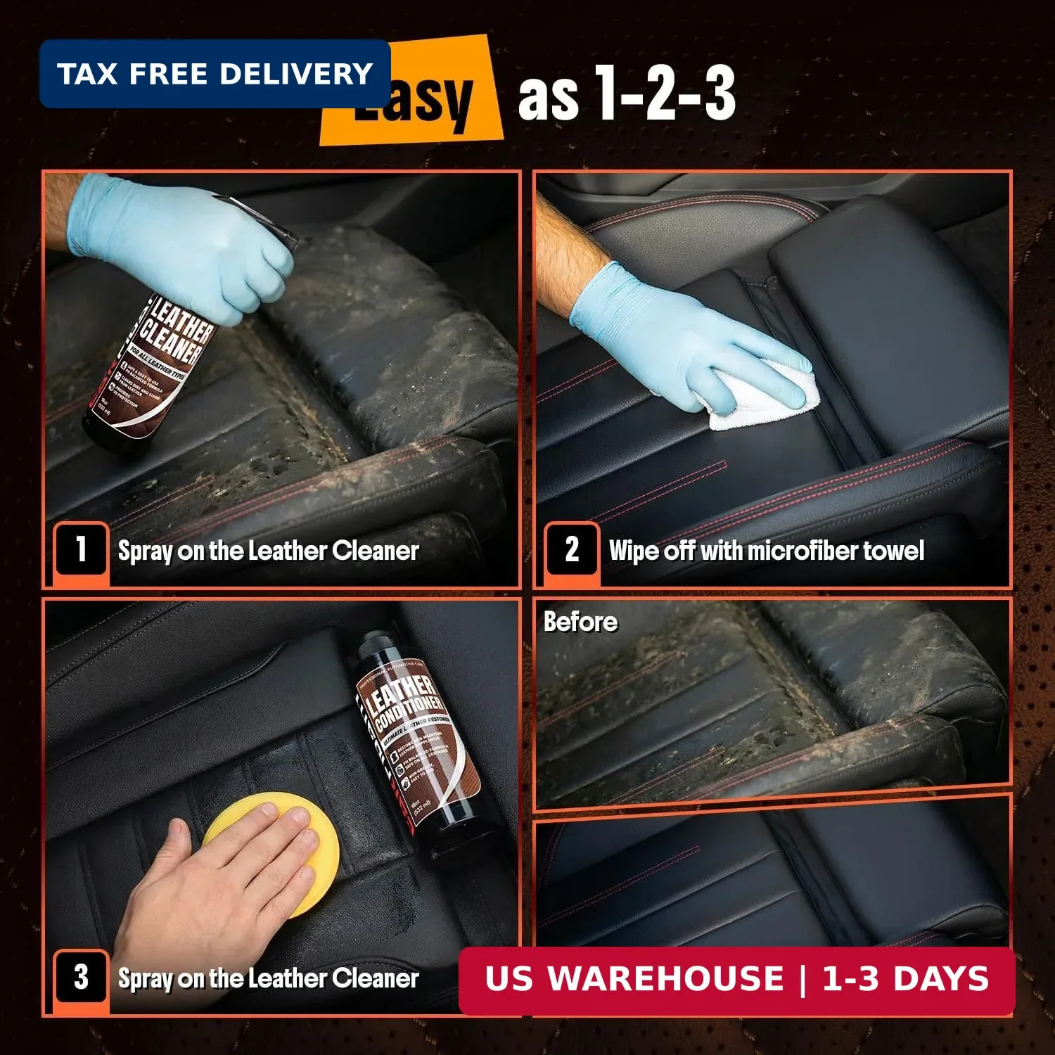 Car Leather Cleaner and Conditioner – pH Neutral, Non-Toxic & Non-Greasy – Gentl