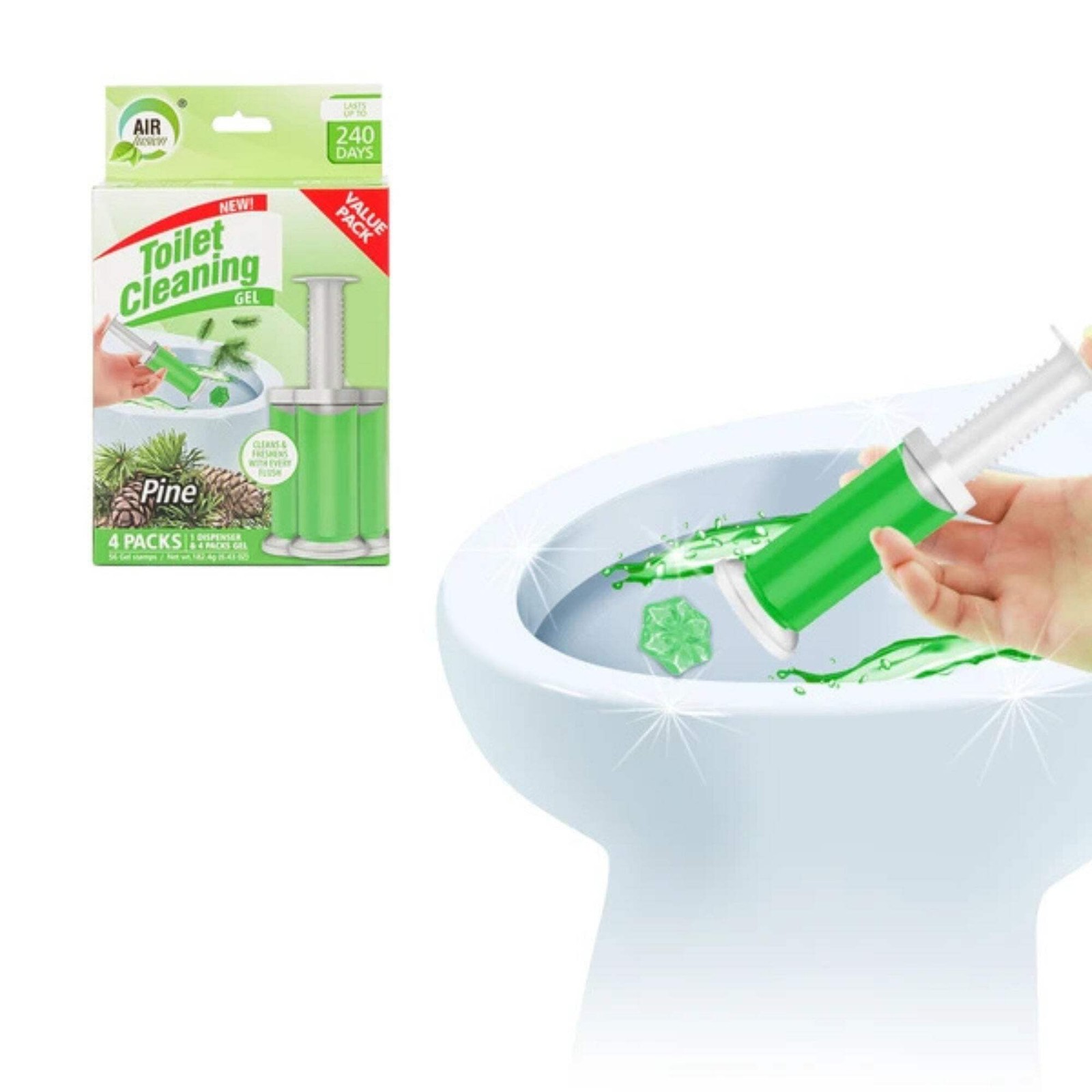 Air Fusion Pine Scent Toilet Cleaning Gel 56 Stamps 6.43oz 4 Pack
