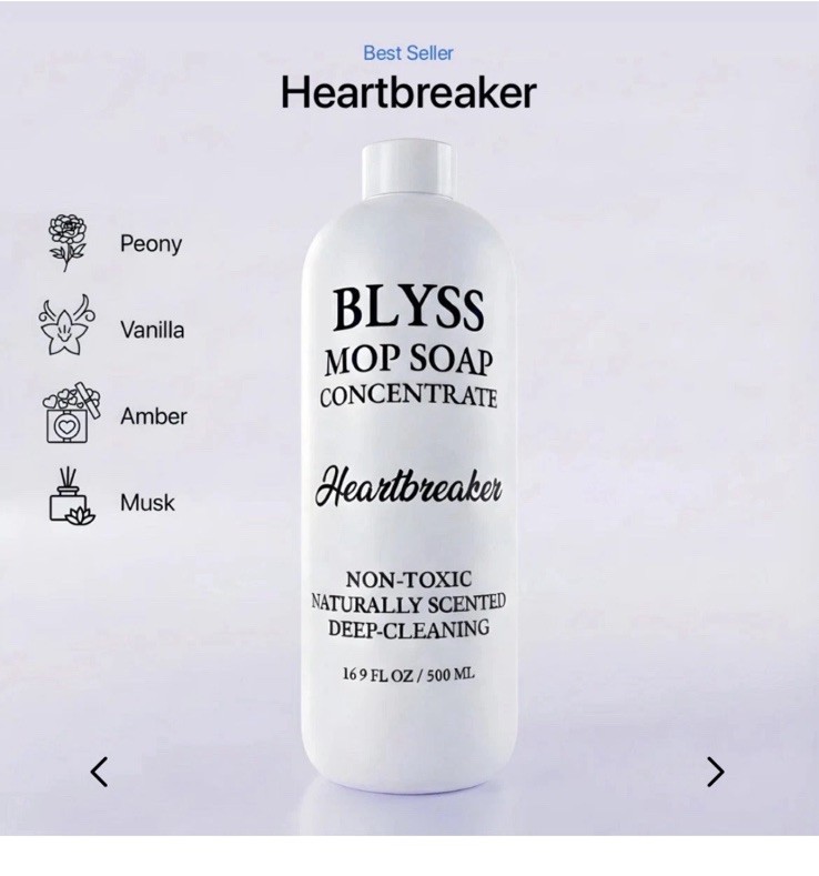 New Sealed Blyss Mop Soap Heartbreaker 16.9 Fluid Oz