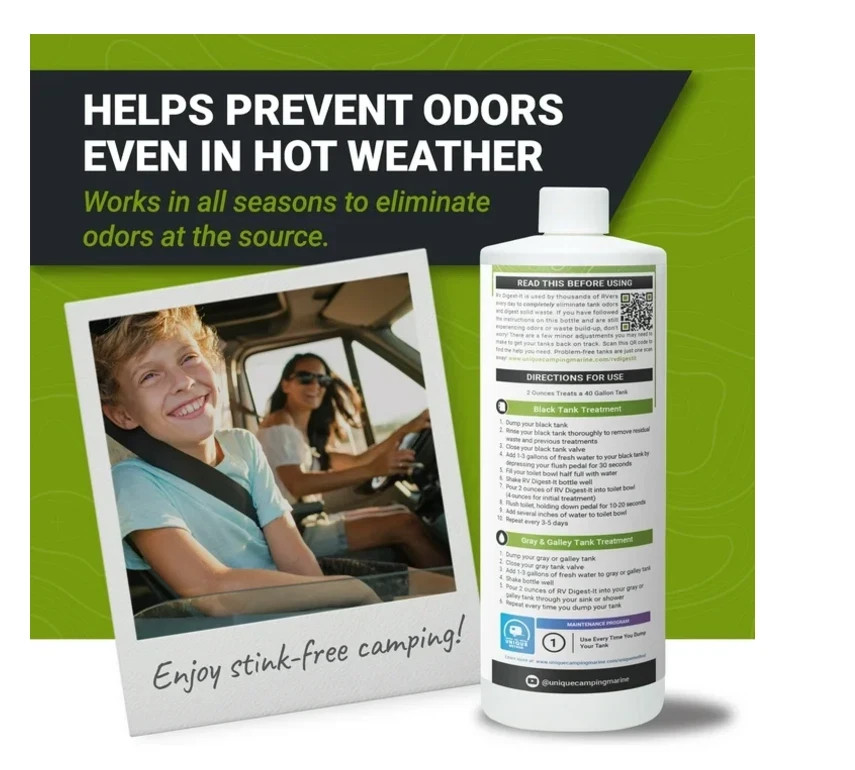 Unique RV Digest-It Holding Tank Treatment – Liquid 16 Treatments, 32 Oz.