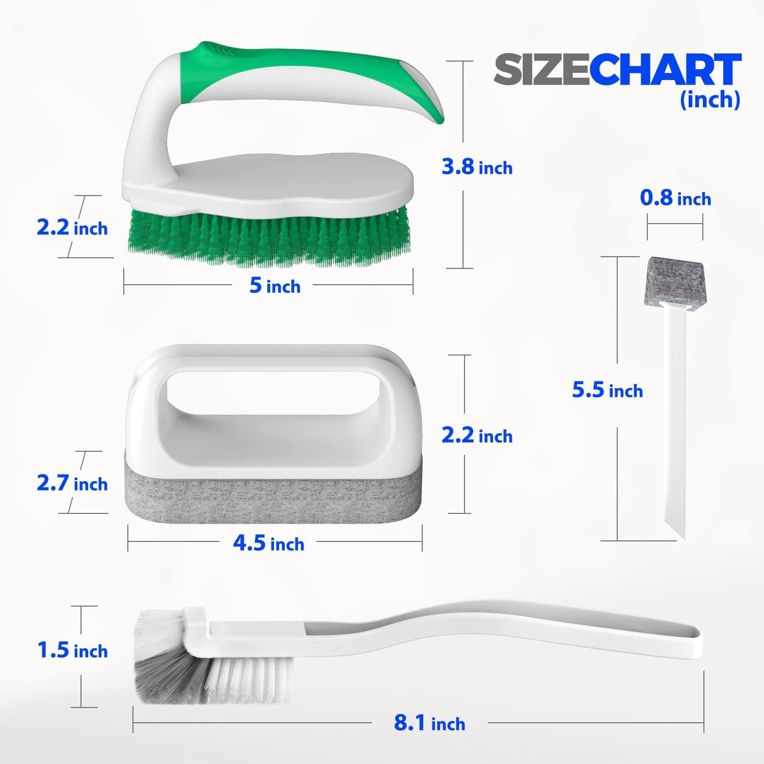 7 Pack Deep Cleaning Brush Set, Scrub Pads with Scraper Tip for Pool Walls, Bath