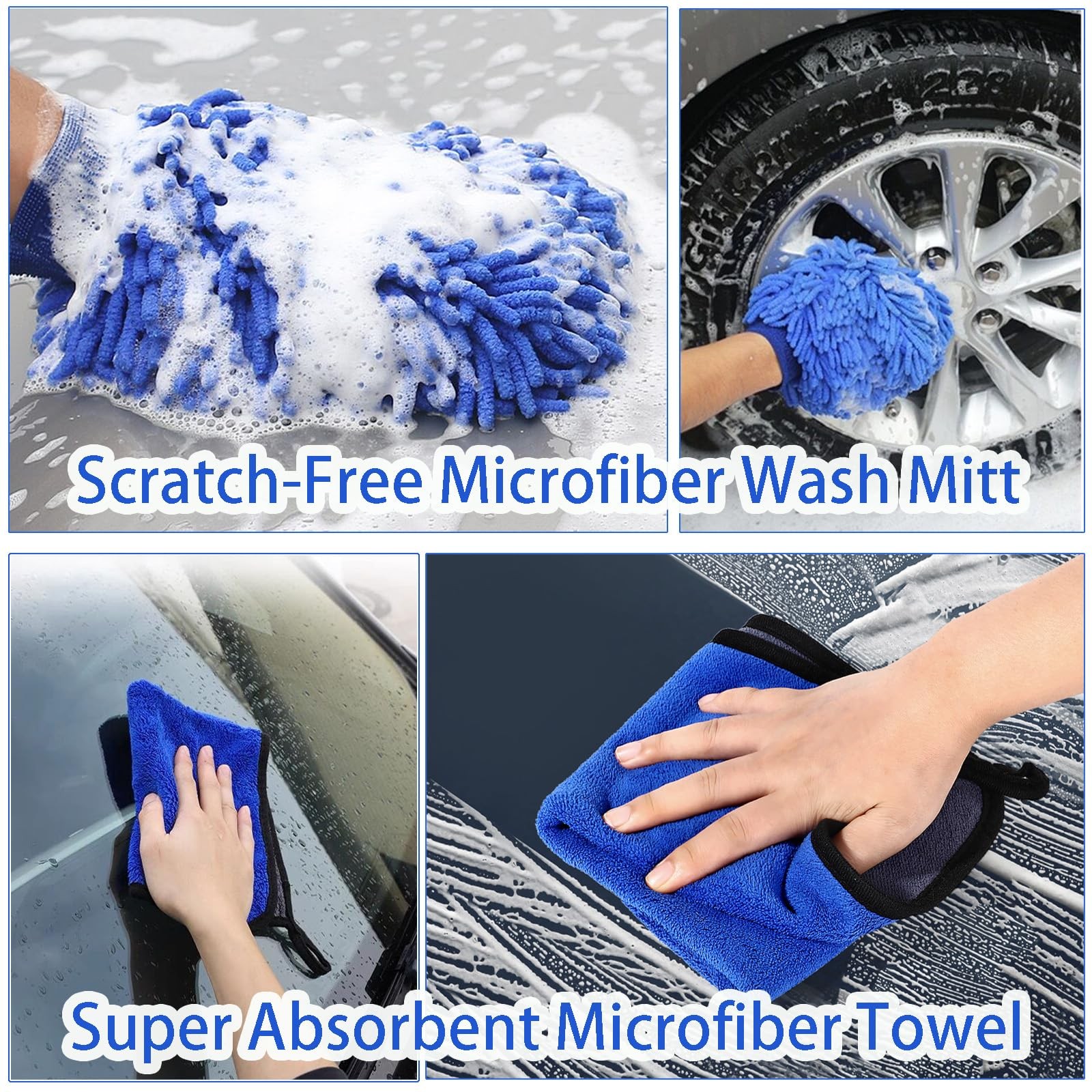 62” Car Wash Brush with Long Handle, Scratch-Free Soft Bristles Sturdy Car W…