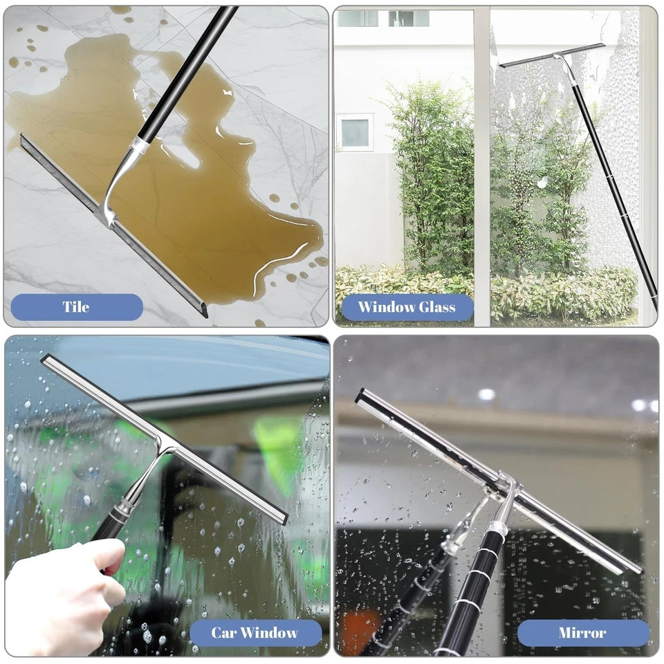 Extendable Shower Squeegee with Long Handle for Shower Glass Floor Tile Wall Car