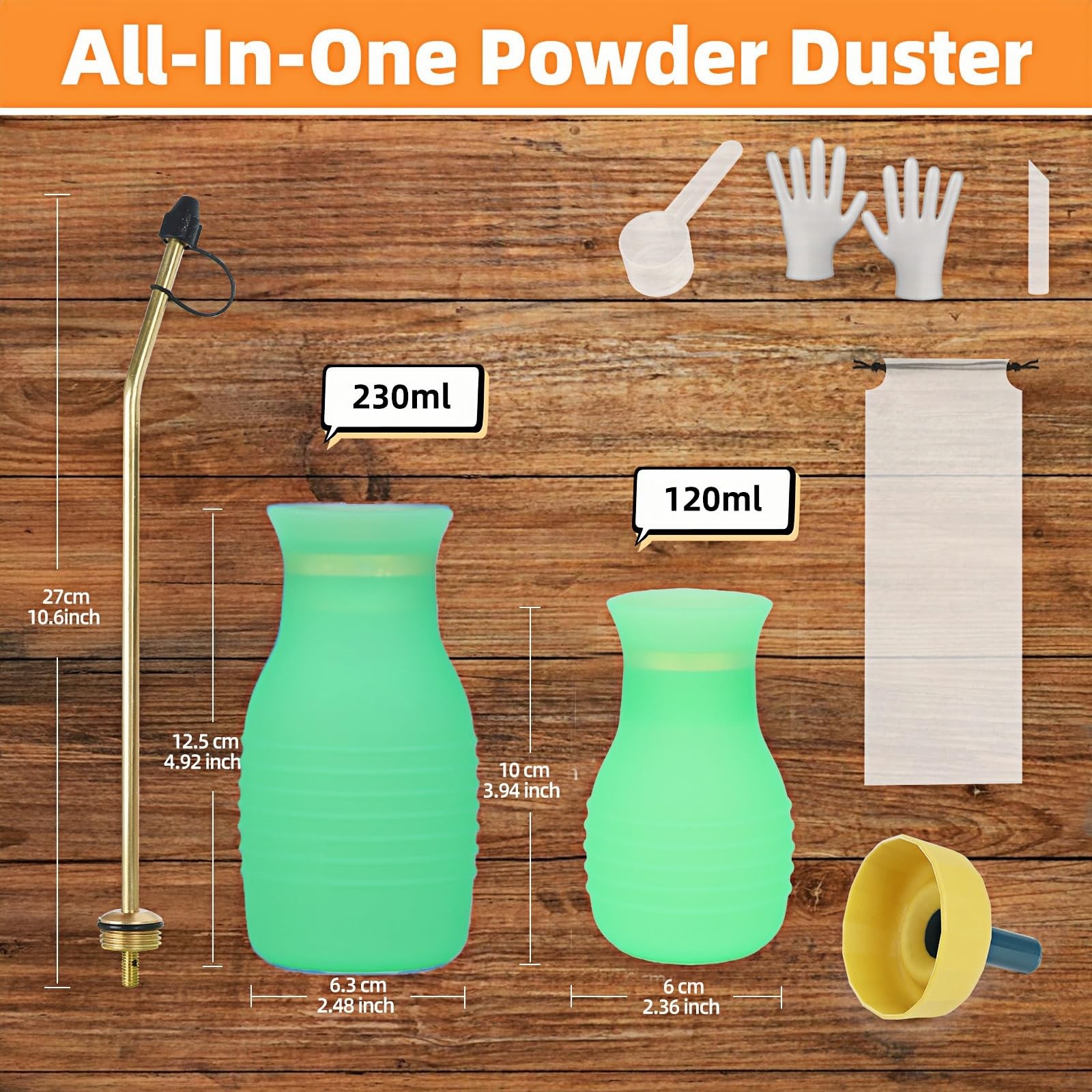 Diatomaceous Earth Duster, 230ml Large, Powder Duster Kit with Long Copper Tu…