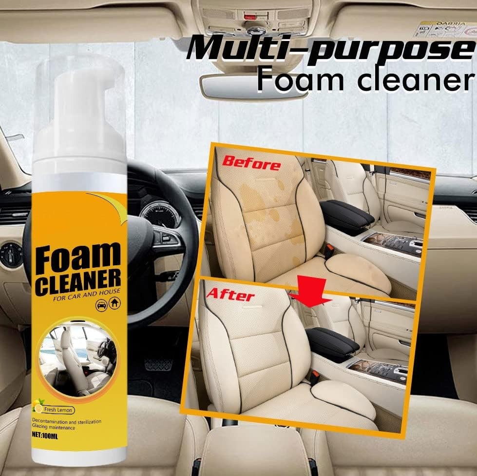 Multipurpose Foam Cleaner Spray, 2 x 100ml for Car Interiors & Household Use
