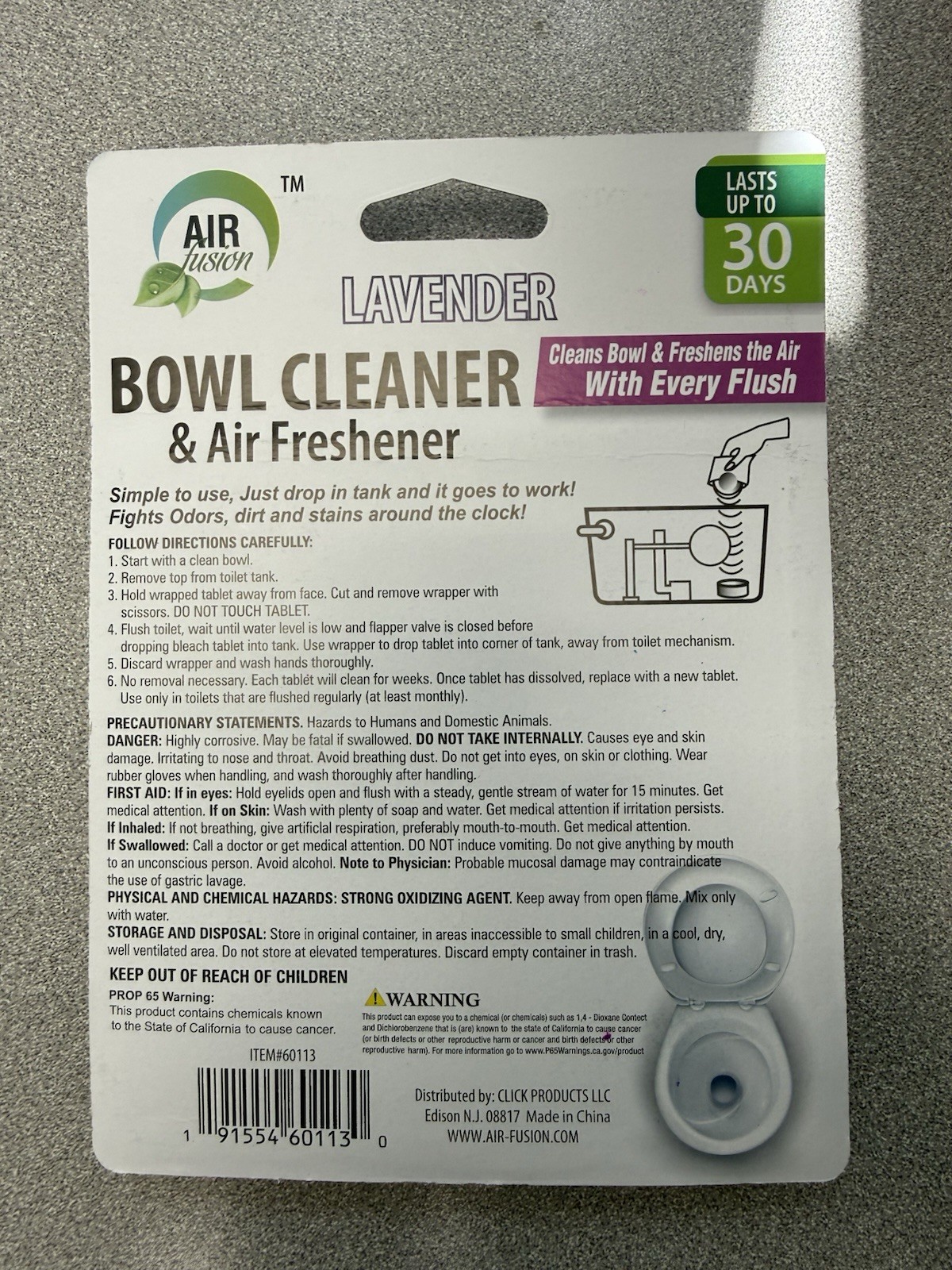 Air Fusion Lavender Toilet Bowl Cleaner Air Freshener Tablets 4 Pack