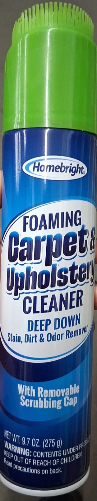 Homebright Foaming Carpet & Upholstery Cleaner Removable Scrubbing Cap 9.7 oz