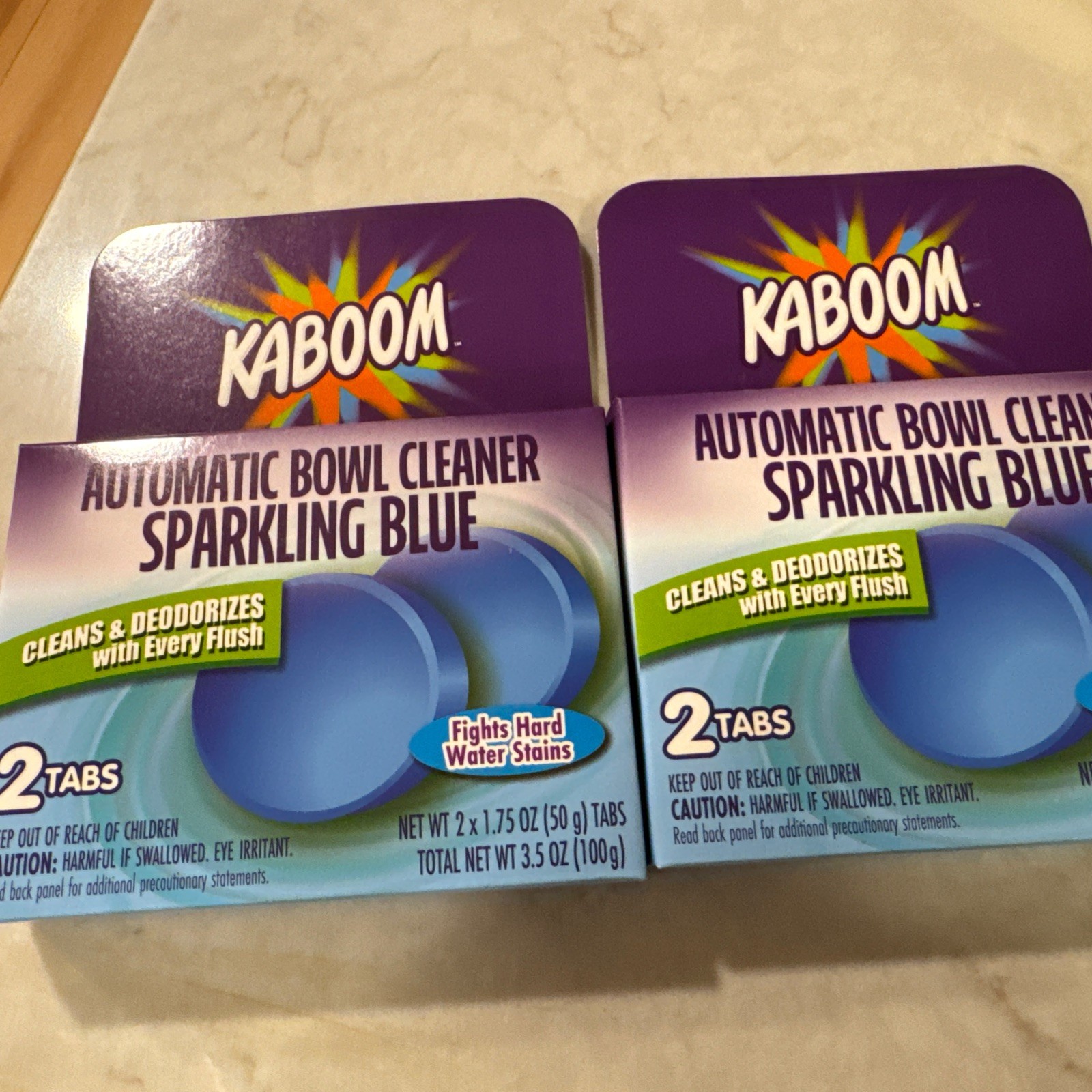 NEW!! KABOOM Automatic Toilet Bowl Cleaner & Deodorizes S.Blue 2Tabs/Box(2 ct)