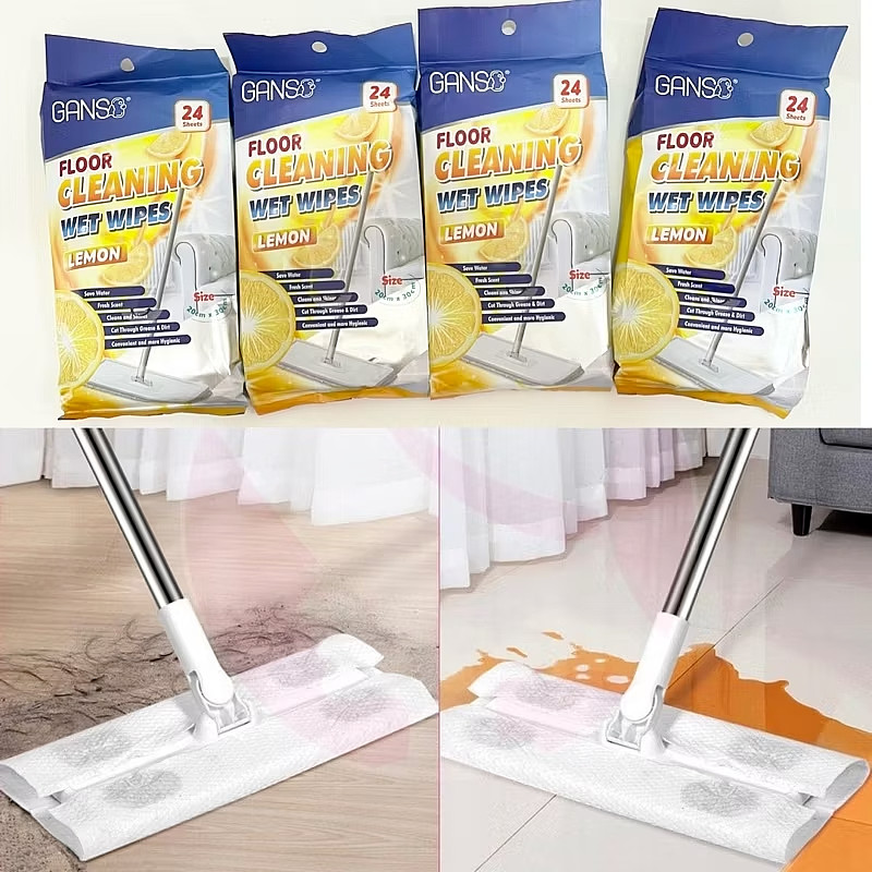 Super saving! Floor cleaning wet wipes Lemon Scent (24 pcs/pack x 3 packs)
