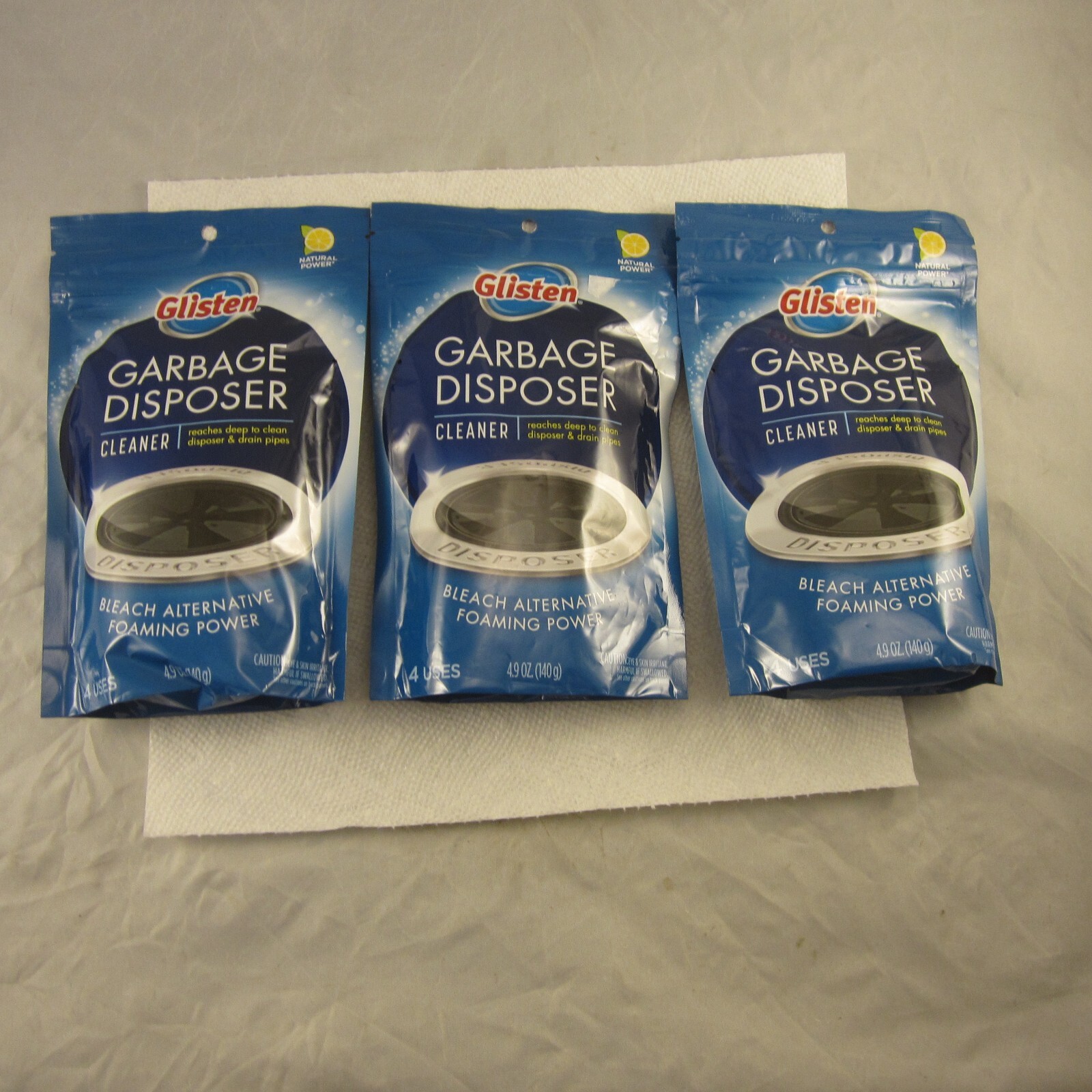 Glisten Garbage Disposer Cleaner Foaming Powder 4 Uses Lot of 3