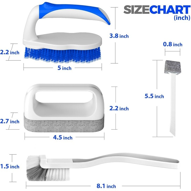 Grout Cleaning Brushes Set 7 Pack Multi Surface Scrub Brush Tile Gap Cleaner New