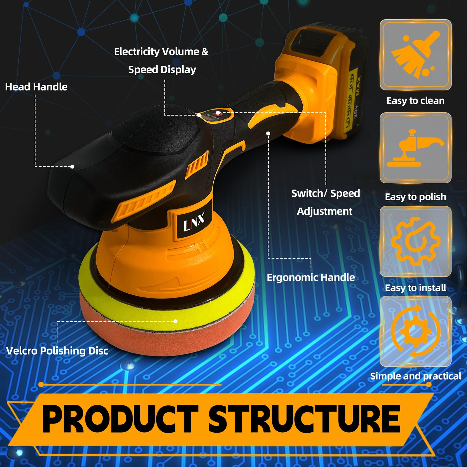 Cordless Buffer Polisher for Dewalt 20V Battery, 6 Inch Car Polisher with 8 V…