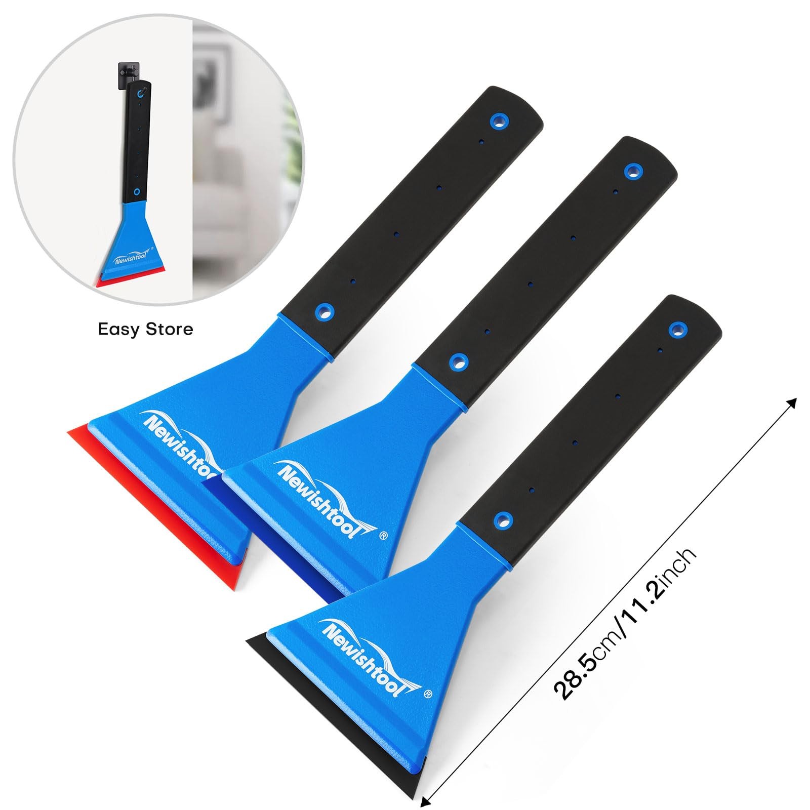 Window Tint Squeegee with Handle, 3 PCS Different Durometer Blades Long Handl…